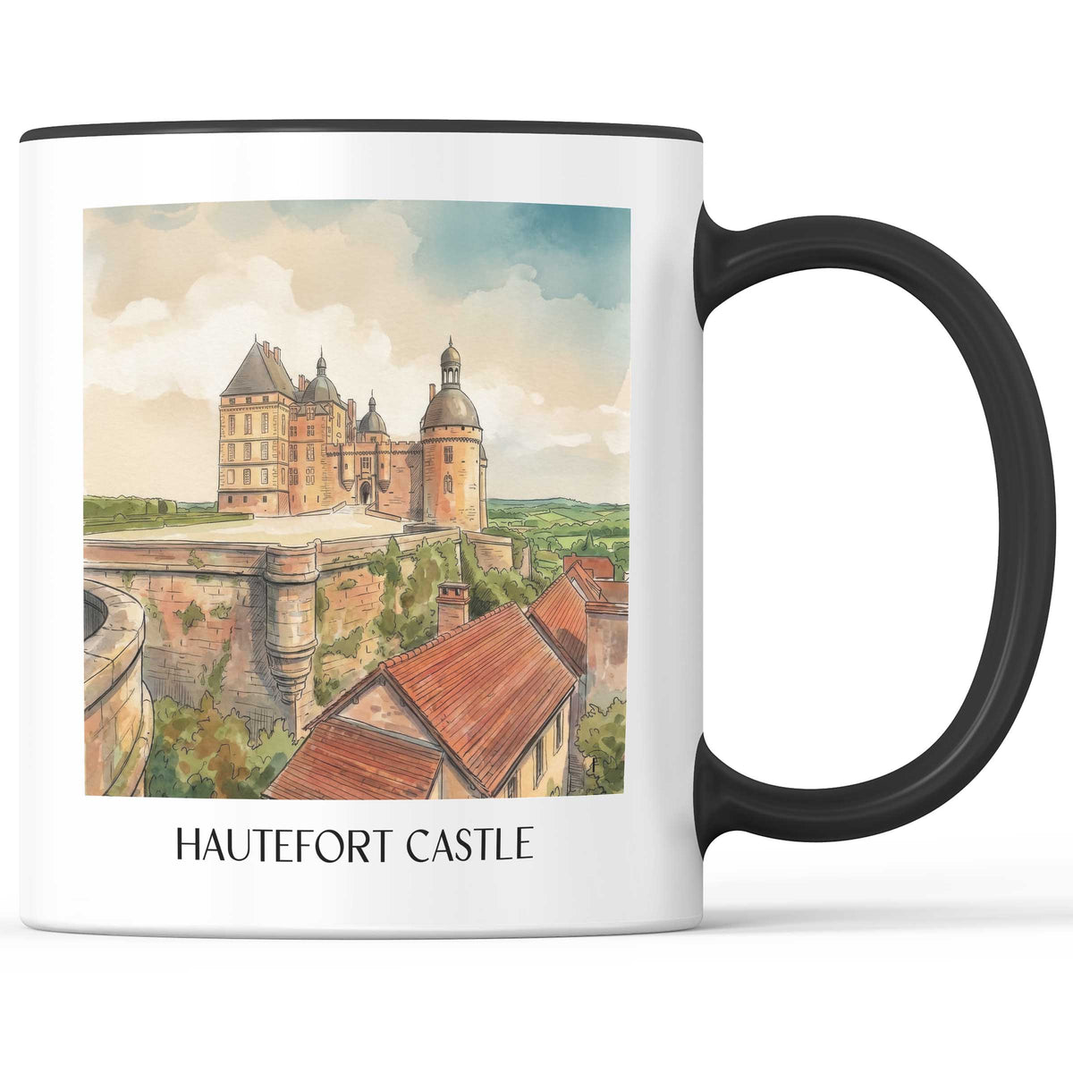 Château de Hautefort Kaffeebecher - Périgord Noir - Frankreich Becher - Kaffeetasse im Aquarell Stil - favplace