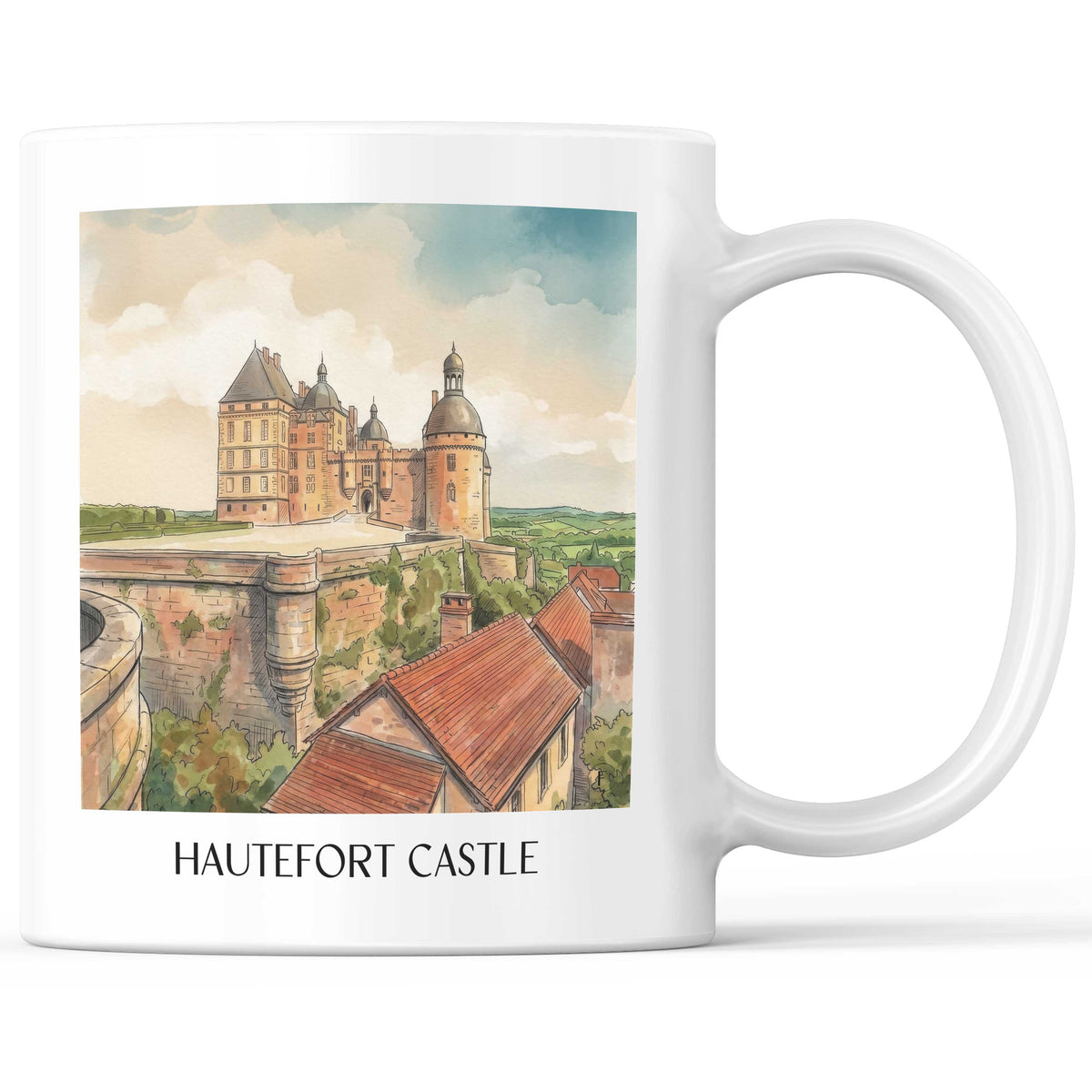 Château de Hautefort Kaffeebecher - Périgord Noir - Frankreich Becher - Kaffeetasse im Aquarell Stil - favplace