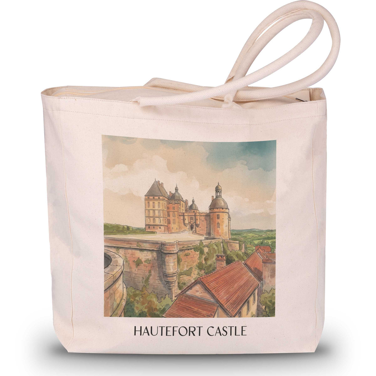 Château de Hautefort Shopping Tasche - Périgord Noir - Frankreich Tote Bag - Einkaufstasche im Aquarell Stil - favplace