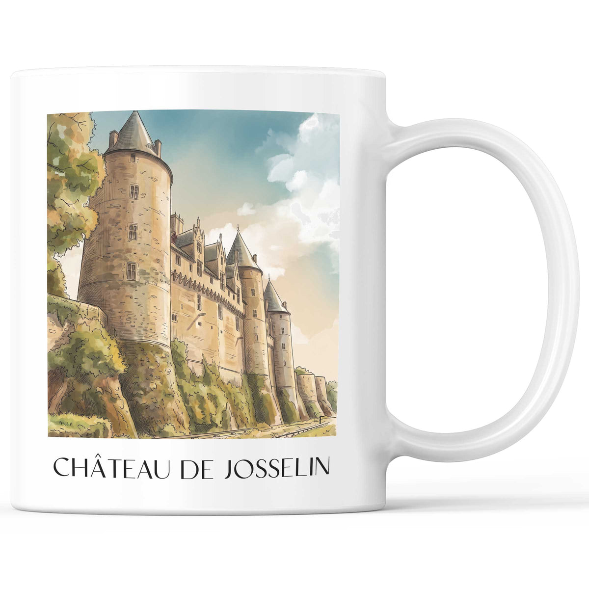 Château de Josselin Kaffeebecher - Vallée de l'Oust - Frankreich Becher - Kaffeetasse im Aquarell Stil - favplace