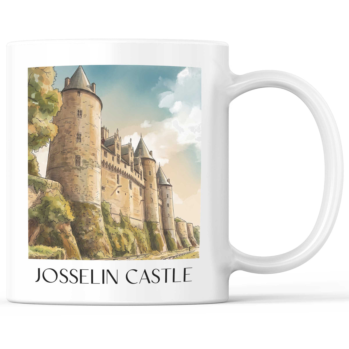 Château de Josselin Kaffeebecher - Vallée de l'Oust - Frankreich Becher - Kaffeetasse im Aquarell Stil - favplace