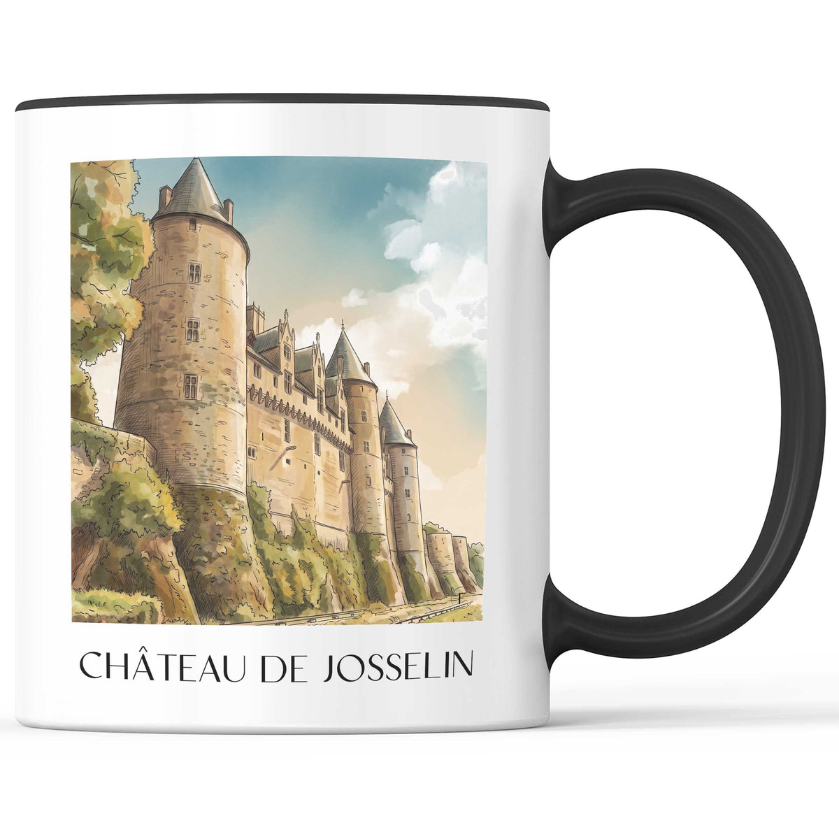 château-de-josselin-vallée-de-l'oust-frankreich-kaffeebecher-aquarell
