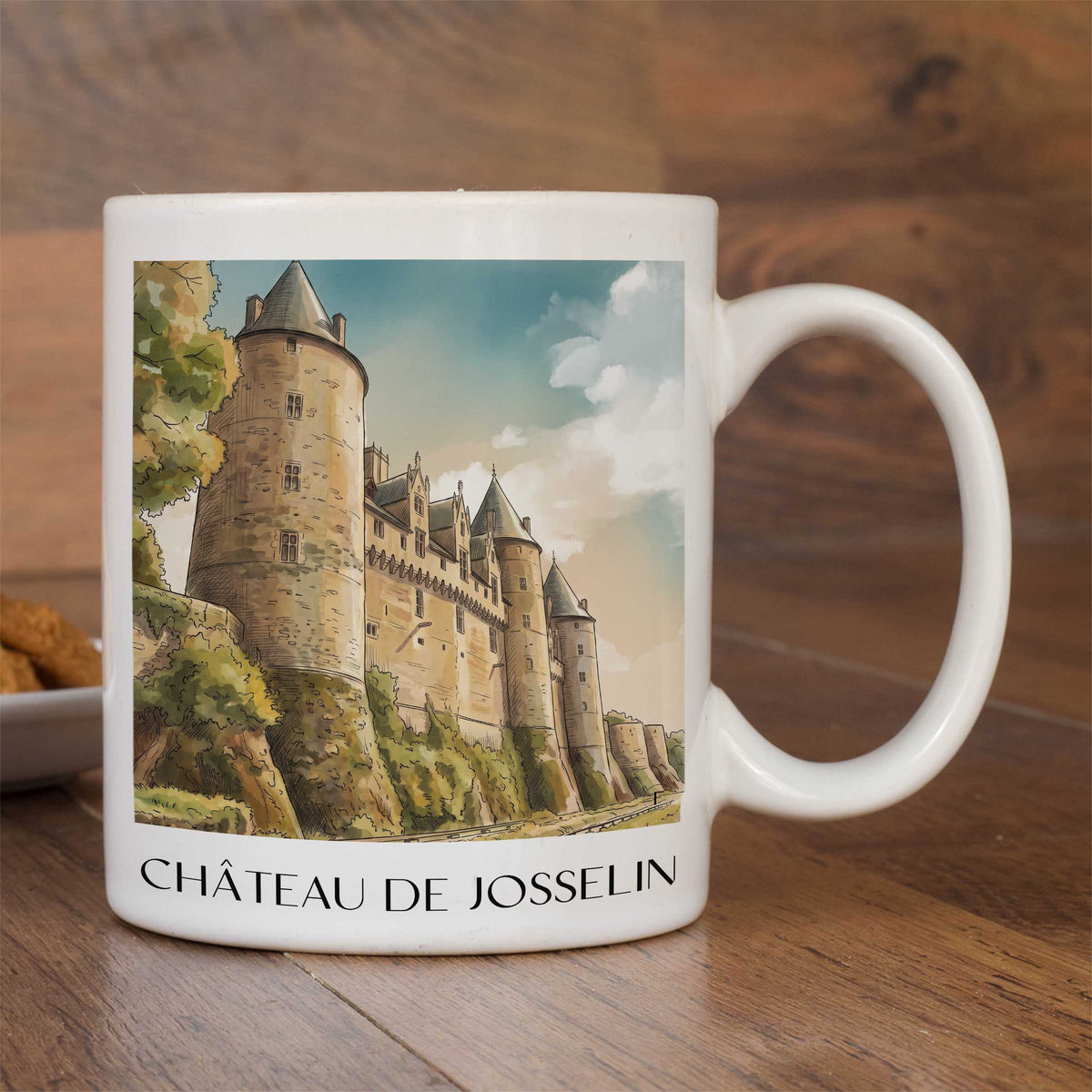 château-de-josselin-vallée-de-l'oust-frankreich-kaffeebecher-aquarell