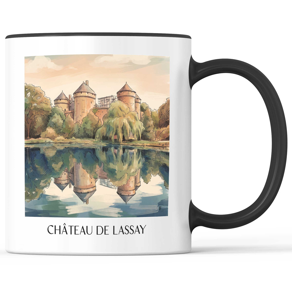 château-de-lassay-lassay-les-châteaux-frankreich-kaffeebecher-aquarell