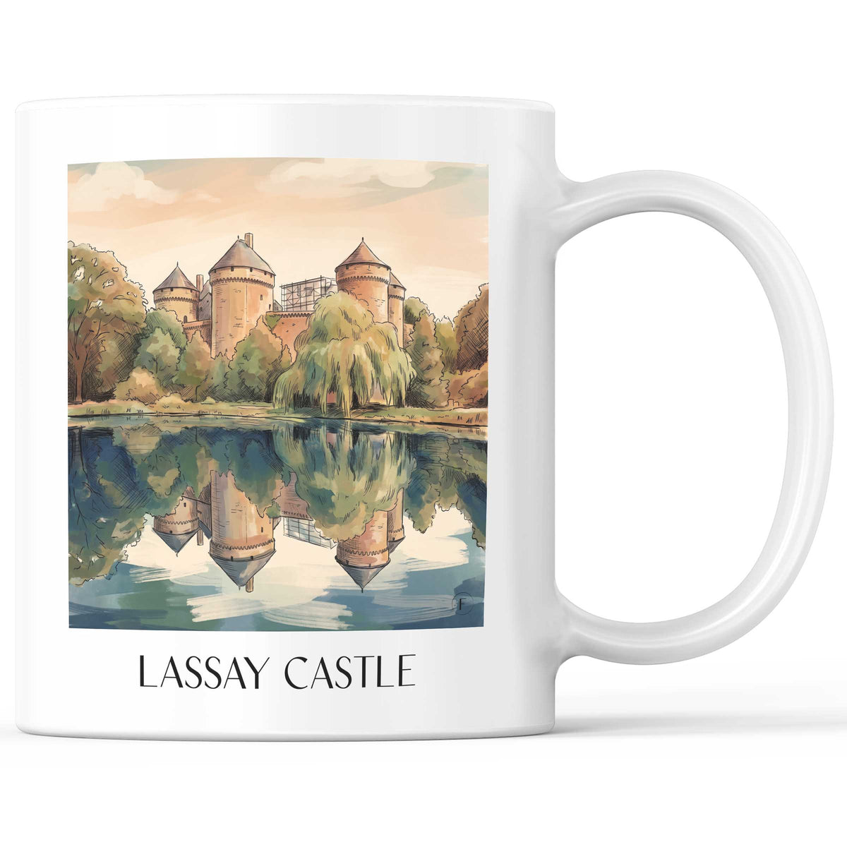 Château de Lassay Kaffeebecher - Lassay-les-Châteaux - Frankreich Becher - Kaffeetasse im Aquarell Stil - favplace