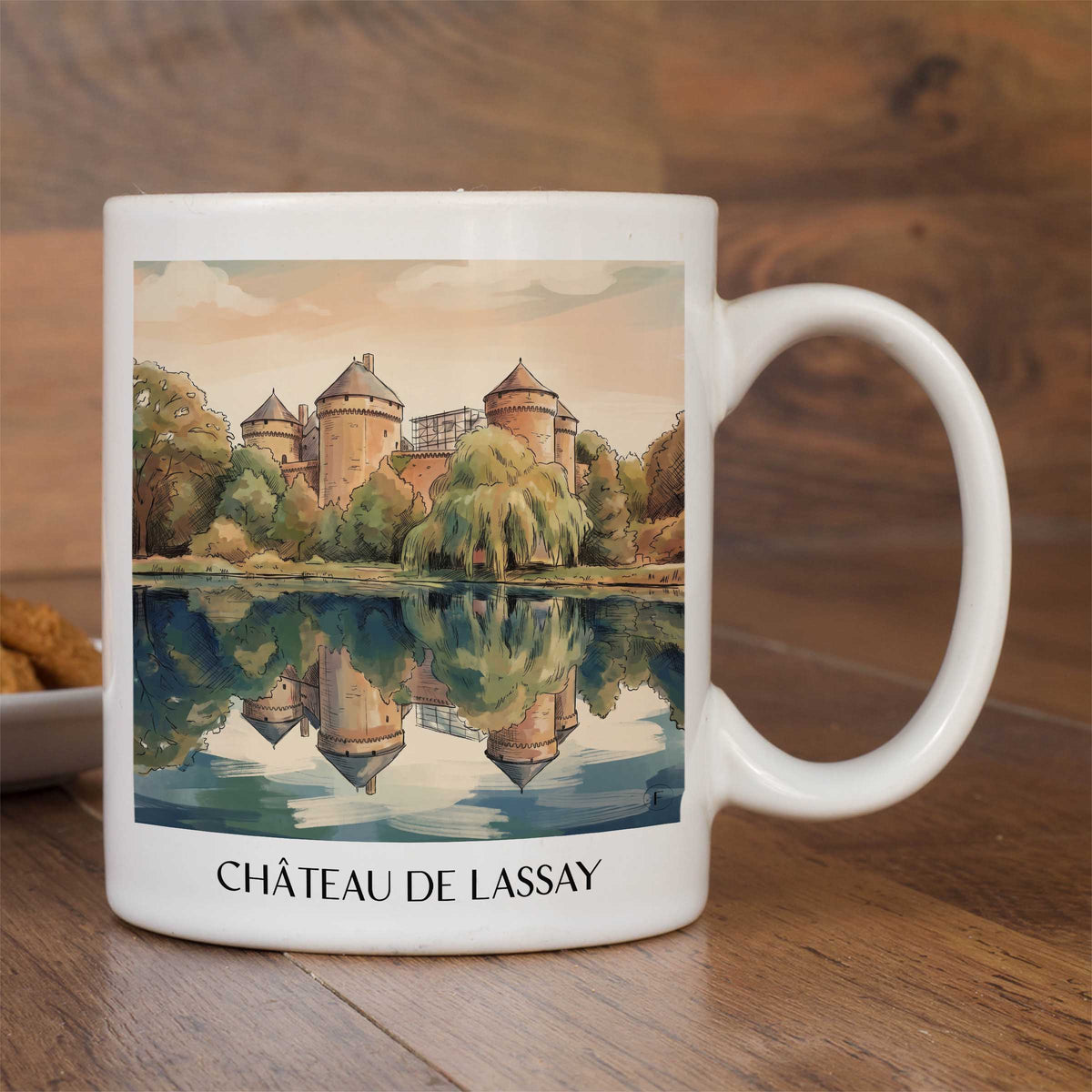 château-de-lassay-lassay-les-châteaux-frankreich-kaffeebecher-aquarell