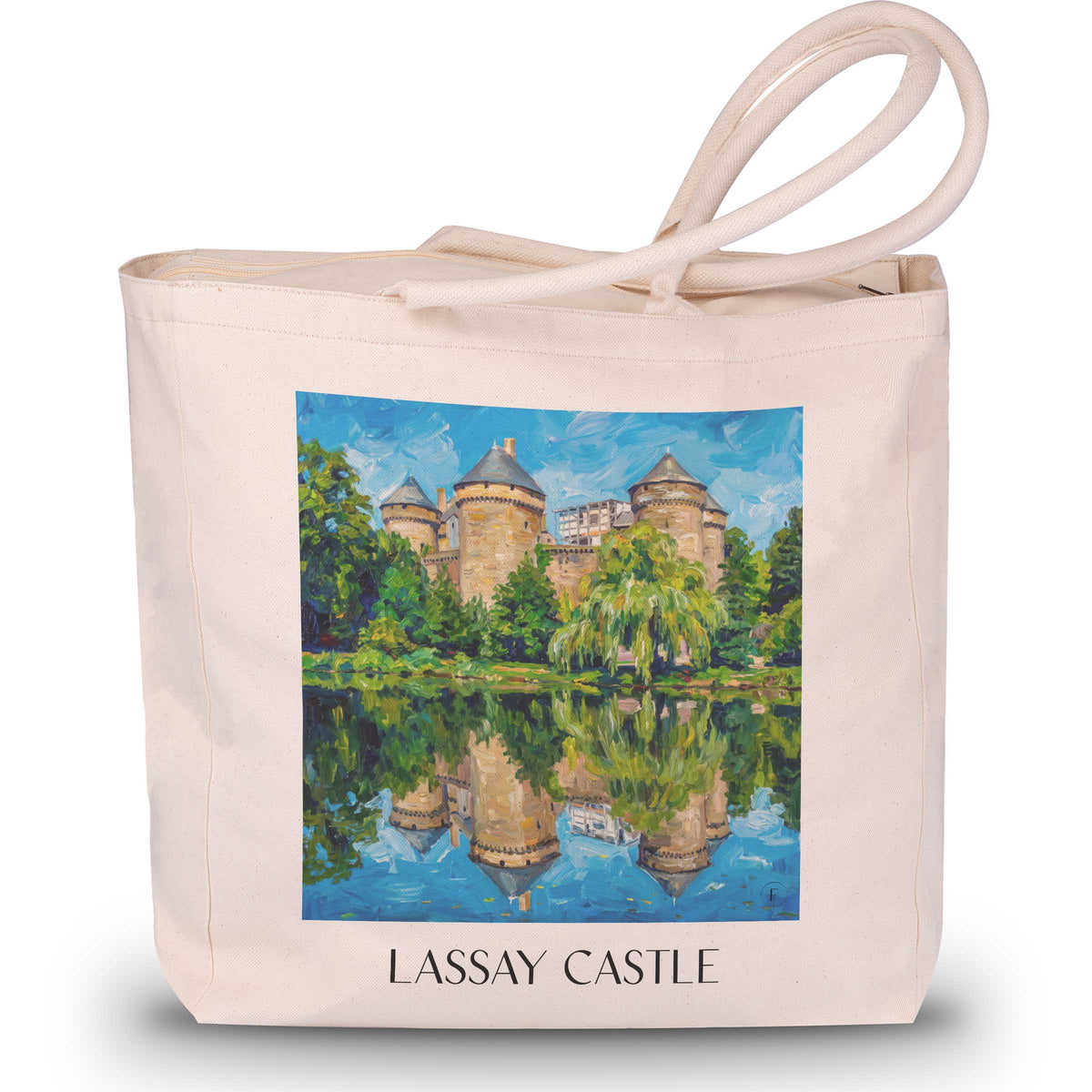 Château de Lassay Shopping Tasche - Lassay-les-Châteaux - Frankreich Tote Bag - Einkaufstasche im Ölgemälde Stil - favplace