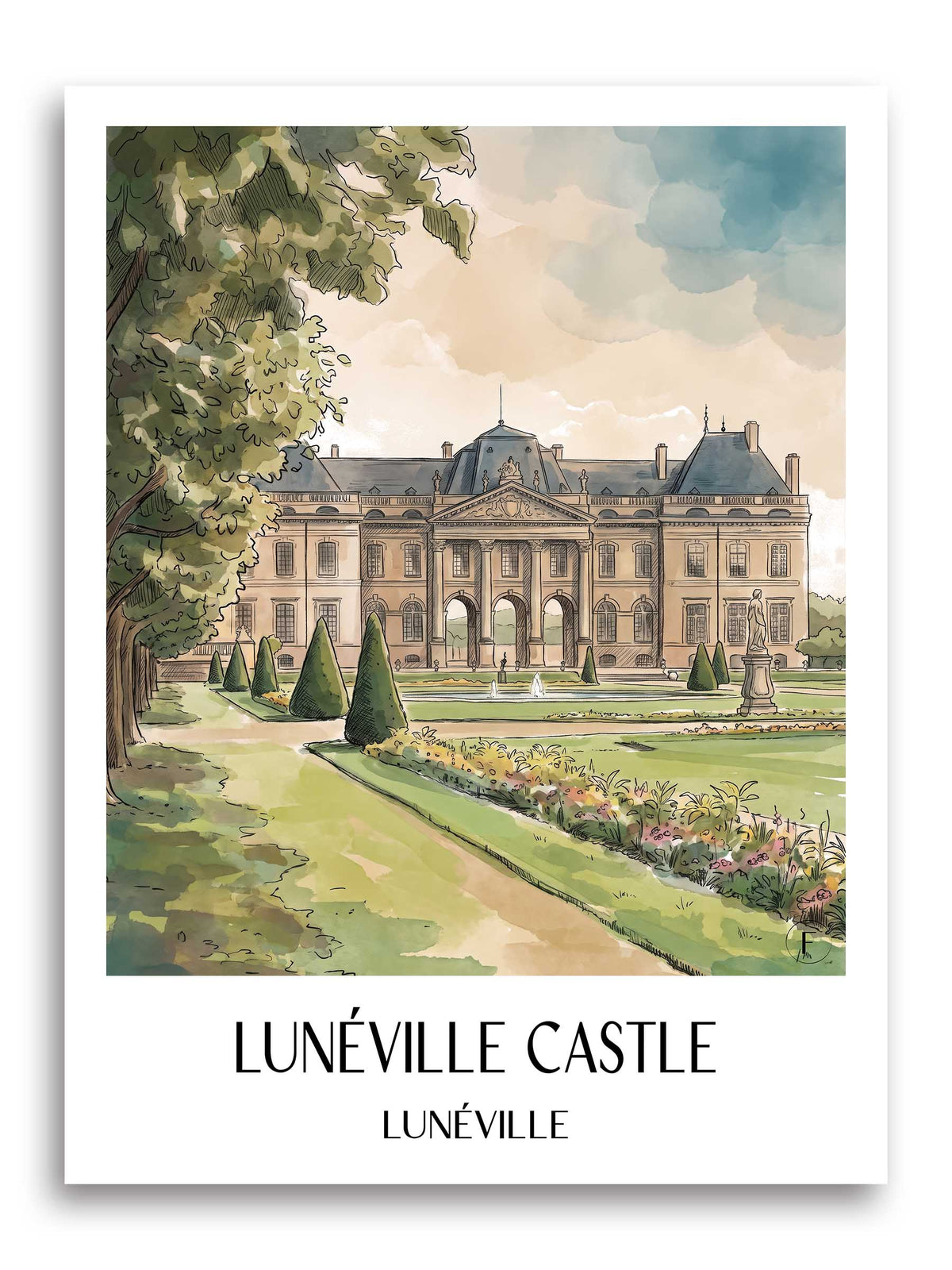 Château de Lunéville Poster - Lunéville - Frankreich Kunstdruck - Aquarell von A4 bis A1