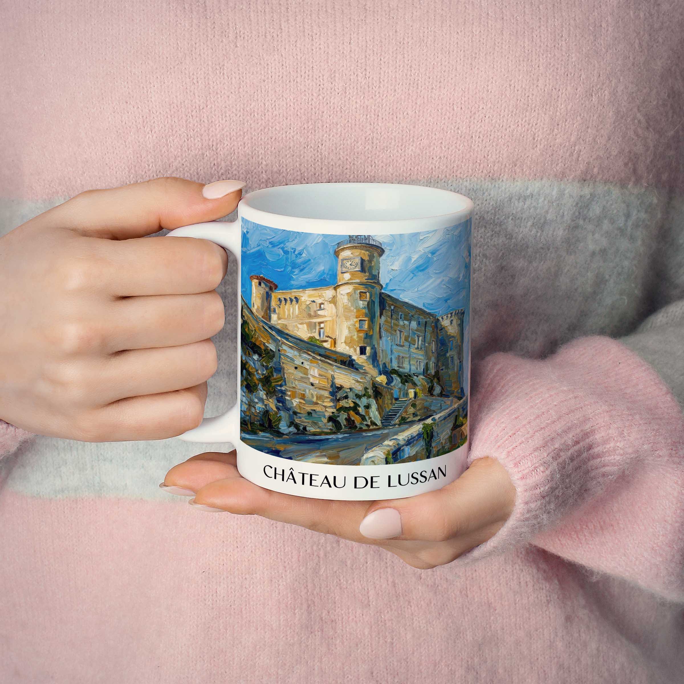 château-de-lussan-okzitanien-frankreich-kaffeebecher-oil-painting-oelgemaelde