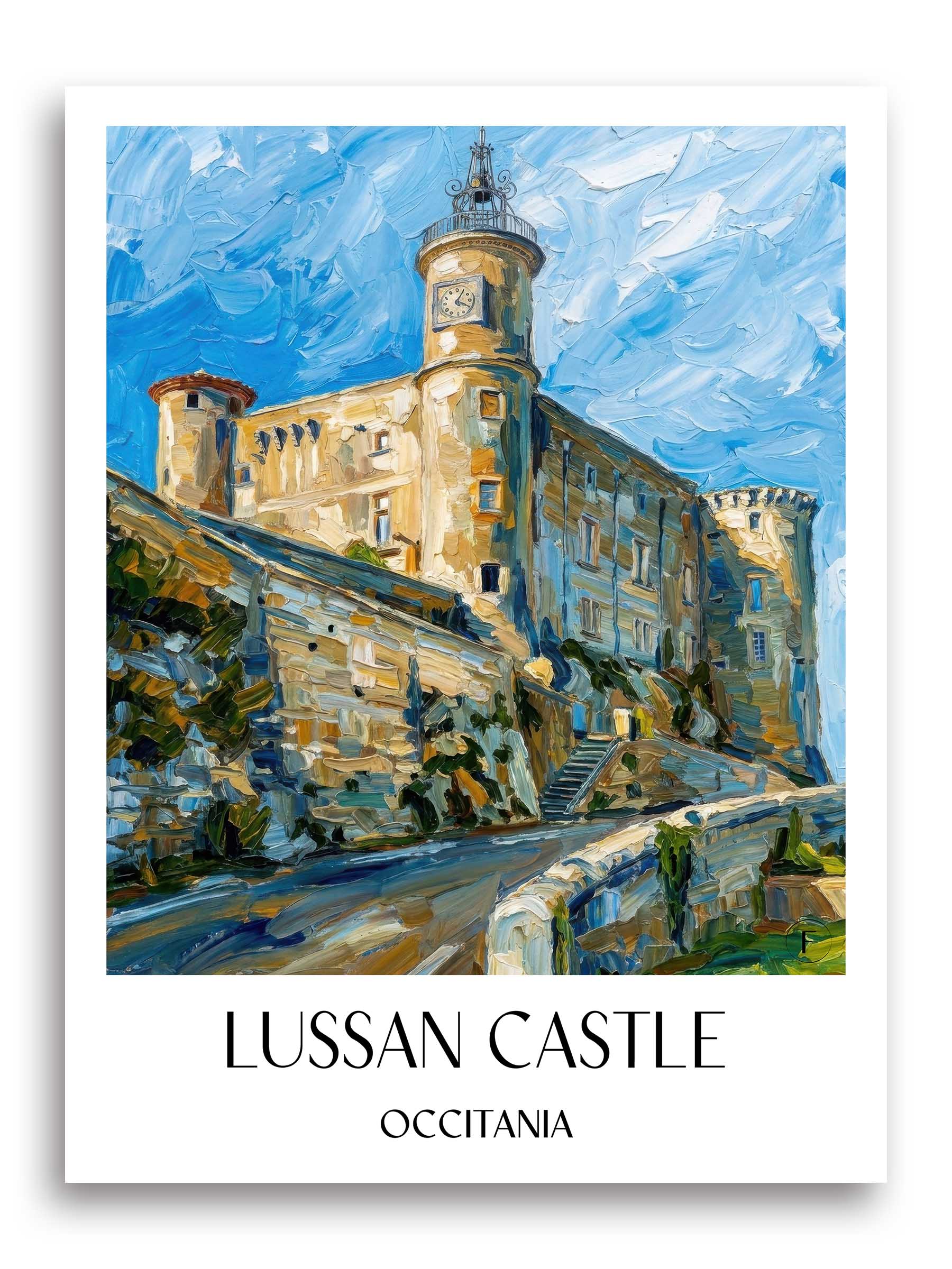 Château de Lussan Poster - Okzitanien - Frankreich Kunstdruck - Ölgemälde von A4 bis A1 - favplace