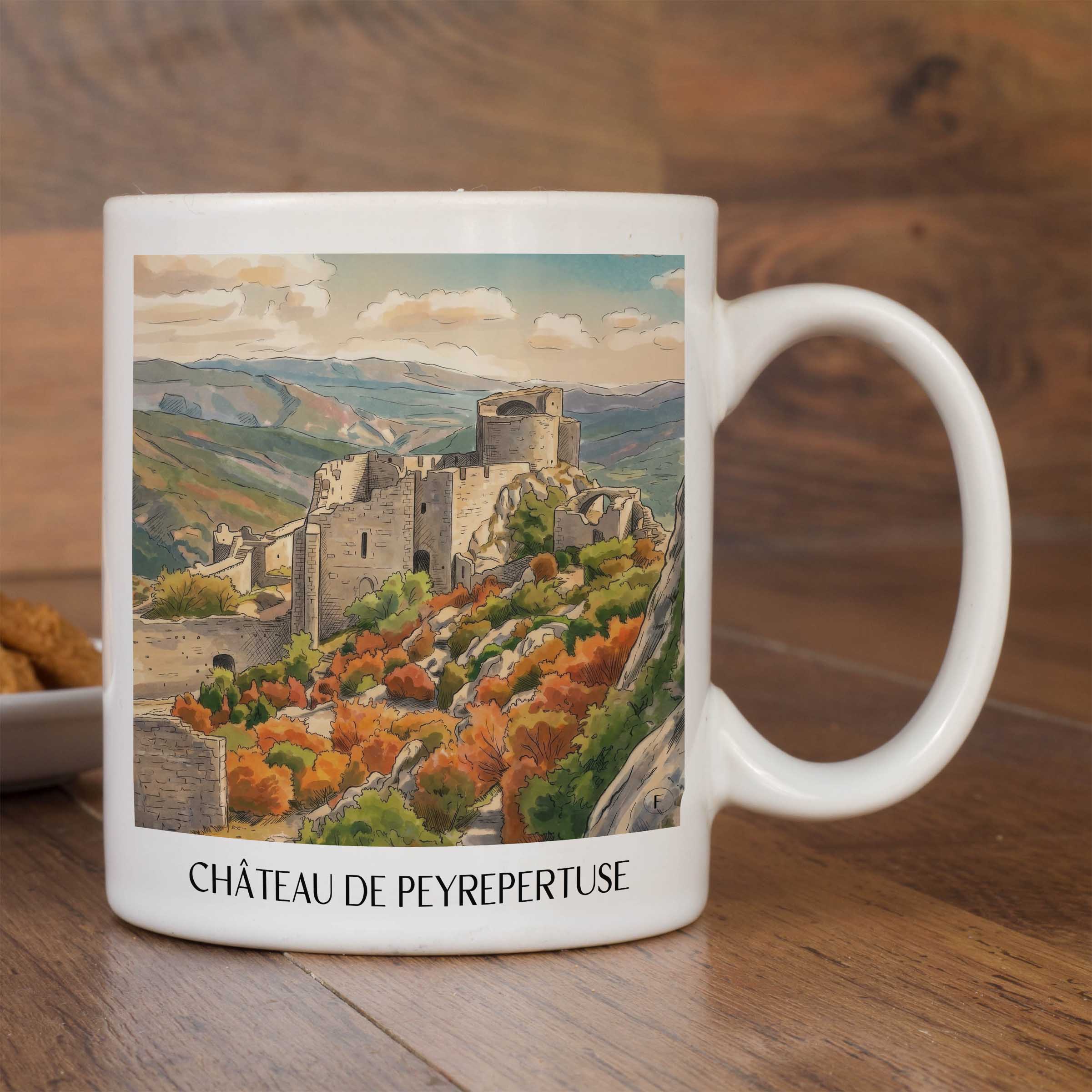 château-de-peyrepertuse-pays-cathare-frankreich-kaffeebecher-aquarell