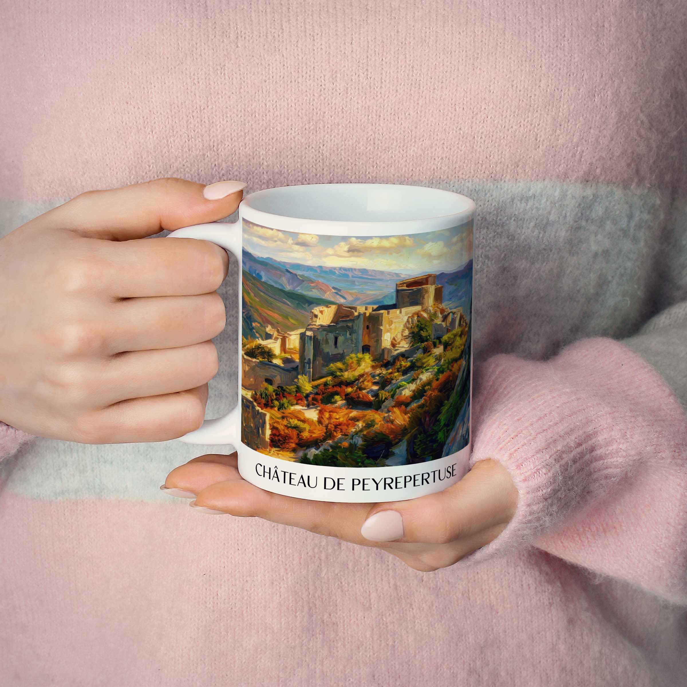 château-de-peyrepertuse-pays-cathare-frankreich-kaffeebecher-oil-painting-oelgemaelde