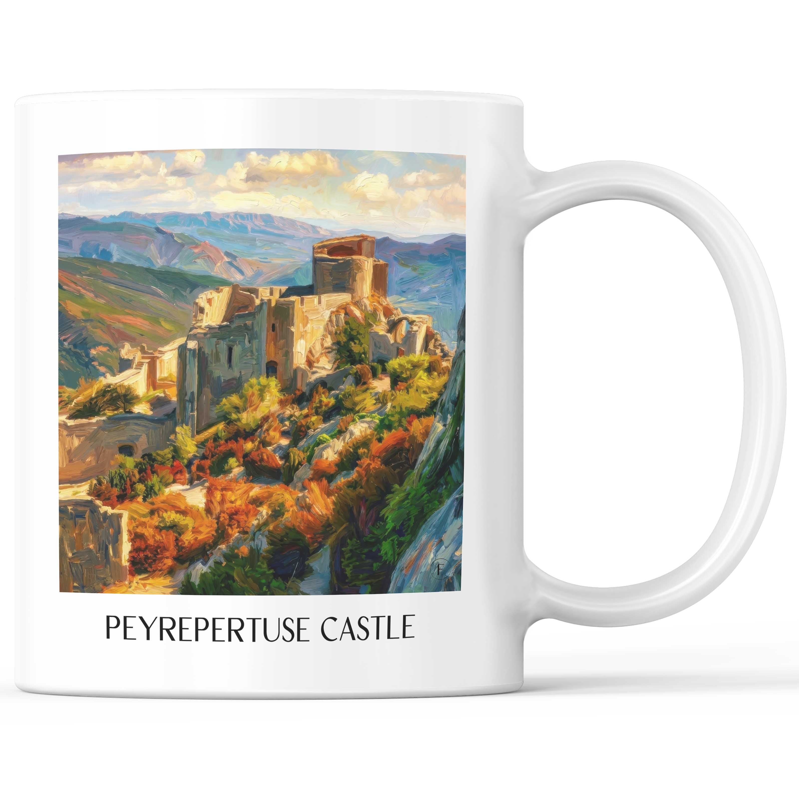 Château de Peyrepertuse Kaffeebecher - Pays Cathare - Frankreich Becher - Kaffeetasse im Ölgemälde Stil - favplace