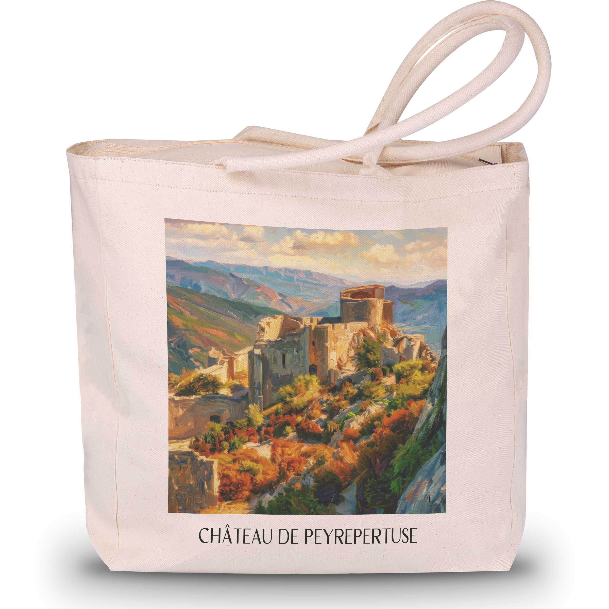 château-de-peyrepertuse-pays-cathare-frankreich-einkaufstasche-oil-painting-oelgemaelde
