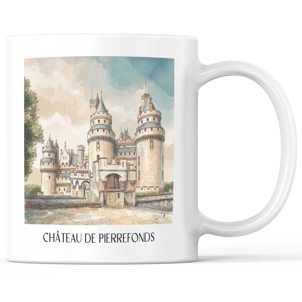 Château de Pierrefonds Kaffeebecher - Oise - Frankreich Becher - Kaffeetasse im Aquarell Stil