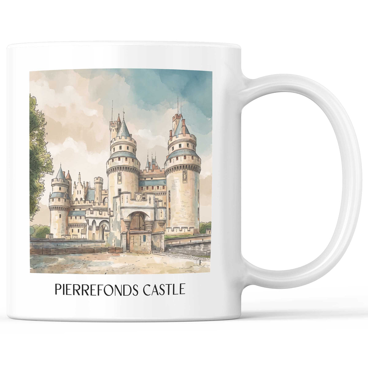 Château de Pierrefonds Kaffeebecher - Oise - Frankreich Becher - Kaffeetasse im Aquarell Stil