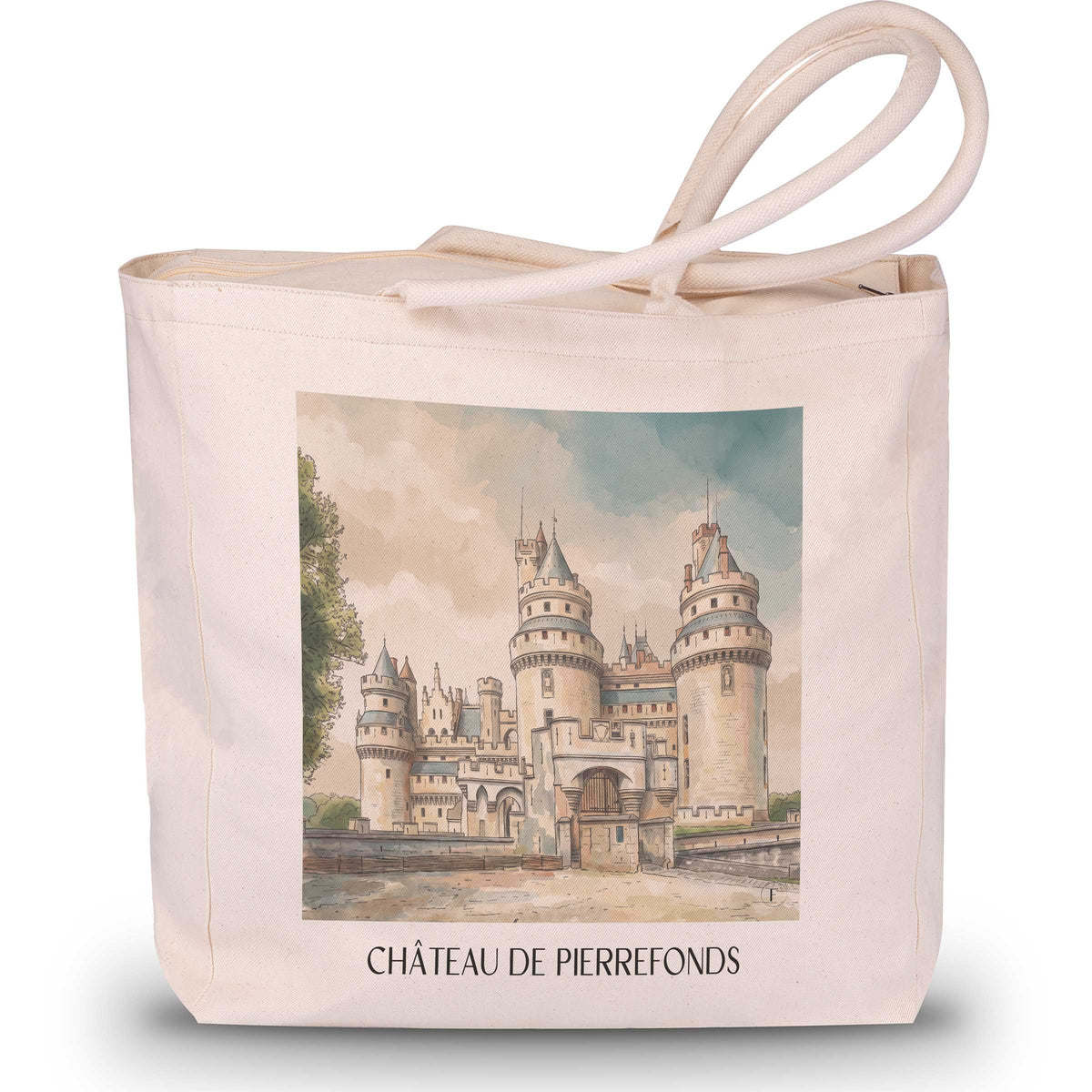 château-de-pierrefonds-oise-frankreich-einkaufstasche-aquarell