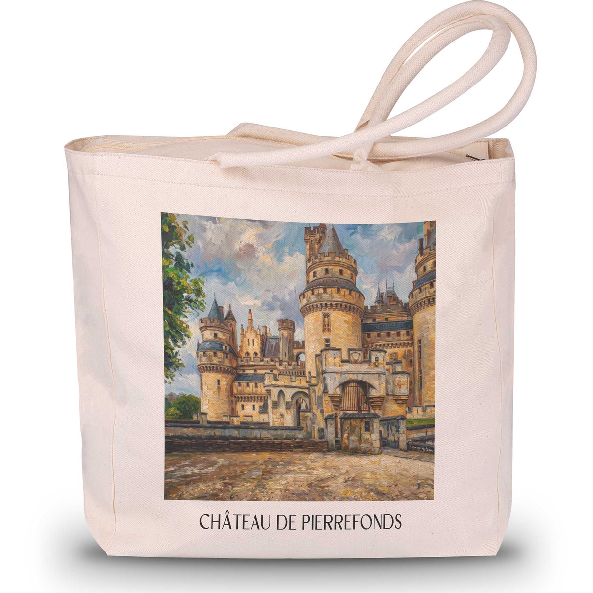 château-de-pierrefonds-oise-frankreich-einkaufstasche-oil-painting-oelgemaelde