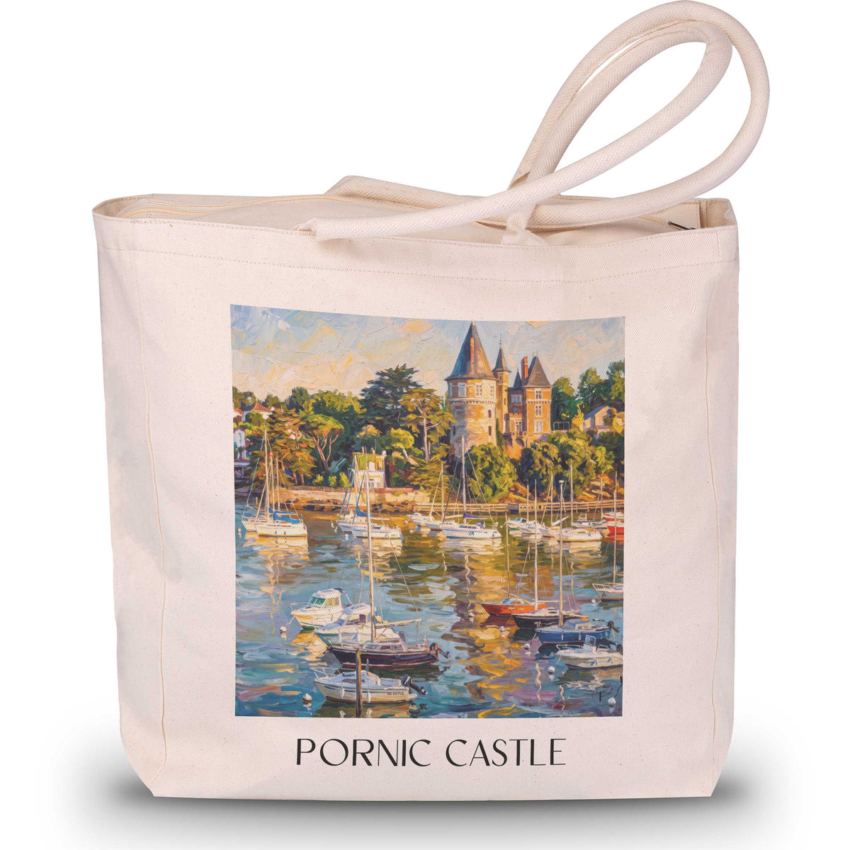 Château de Pornic Shopping Tasche - Côte de Jade - Frankreich Tote Bag - Einkaufstasche im Ölgemälde Stil - favplace