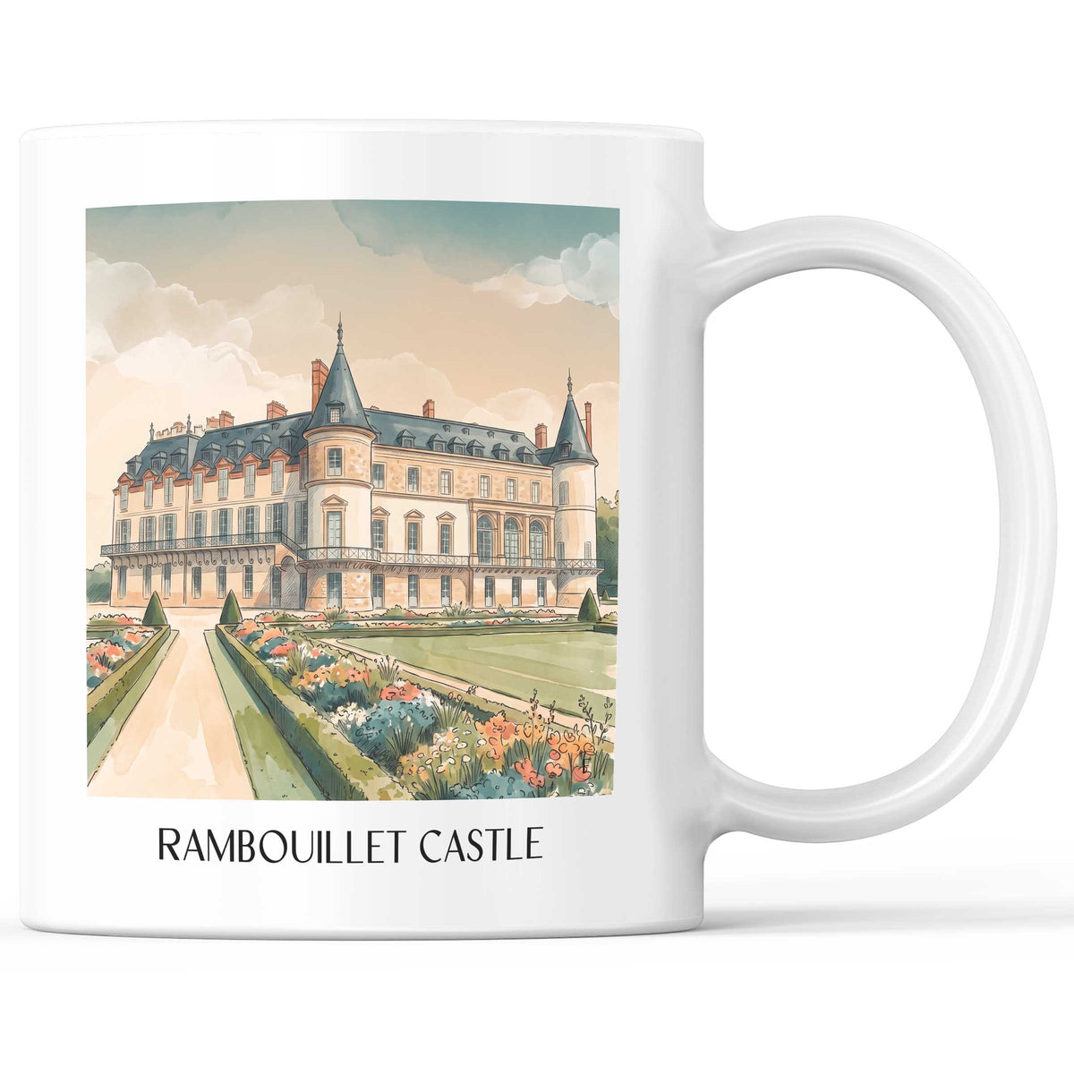 Château de Rambouillet Kaffeebecher - Île-de-France - Frankreich Becher - Kaffeetasse im Aquarell Stil - favplace