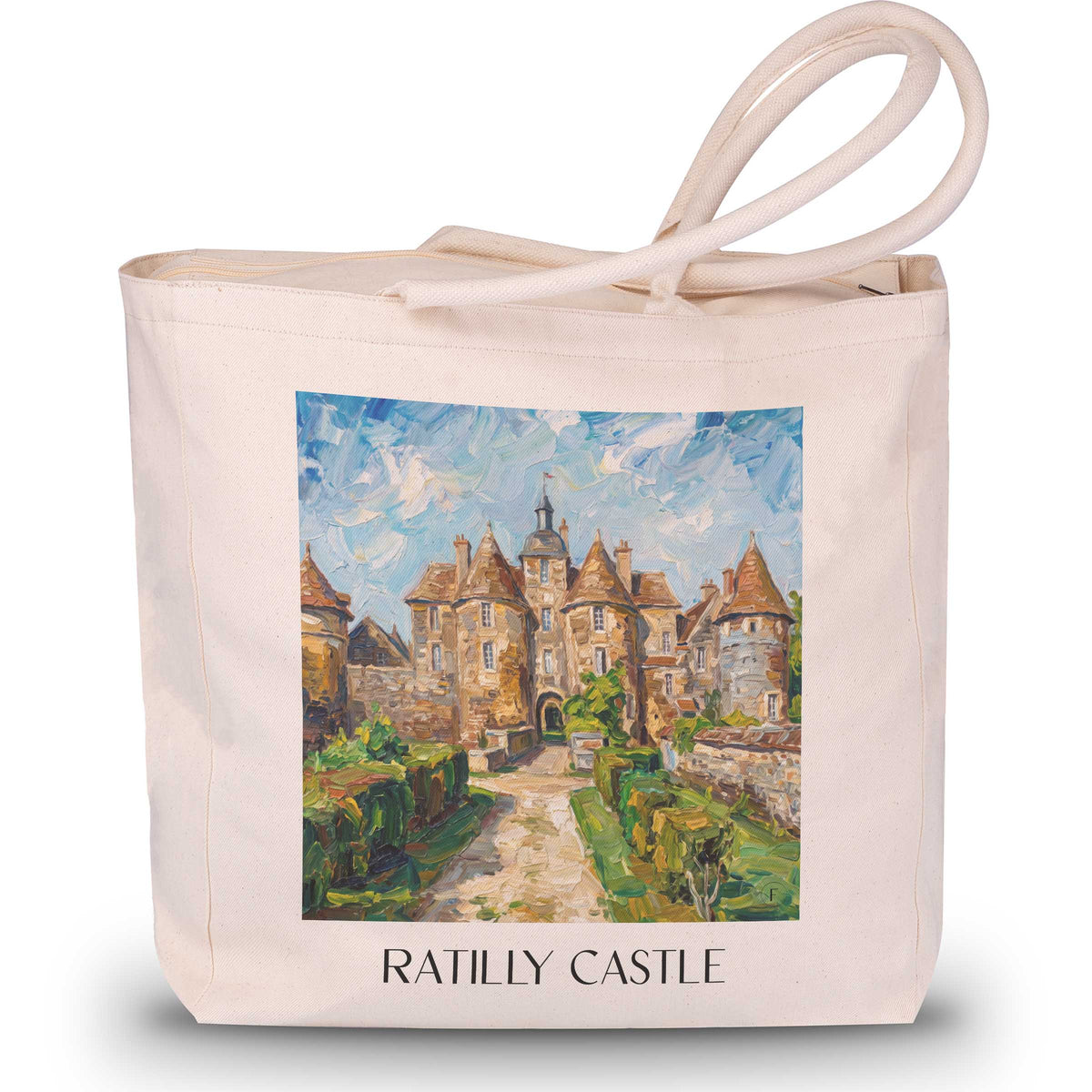 Château de Ratilly Shopping Tasche - Puisaye - Frankreich Tote Bag - Einkaufstasche im Ölgemälde Stil - favplace