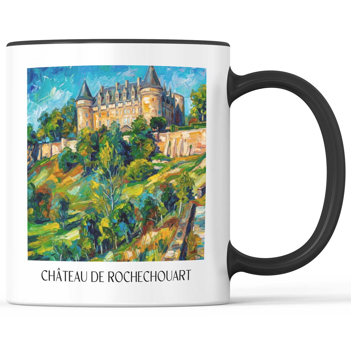 château-de-rochechouart-haute-vienne-frankreich-kaffeebecher-oil-painting-oelgemaelde
