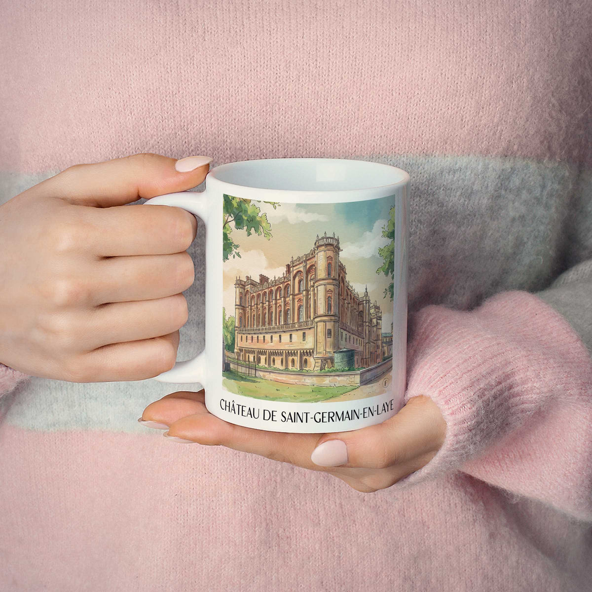 château-de-saint-germain-en-laye-yvelines-frankreich-kaffeebecher-aquarell
