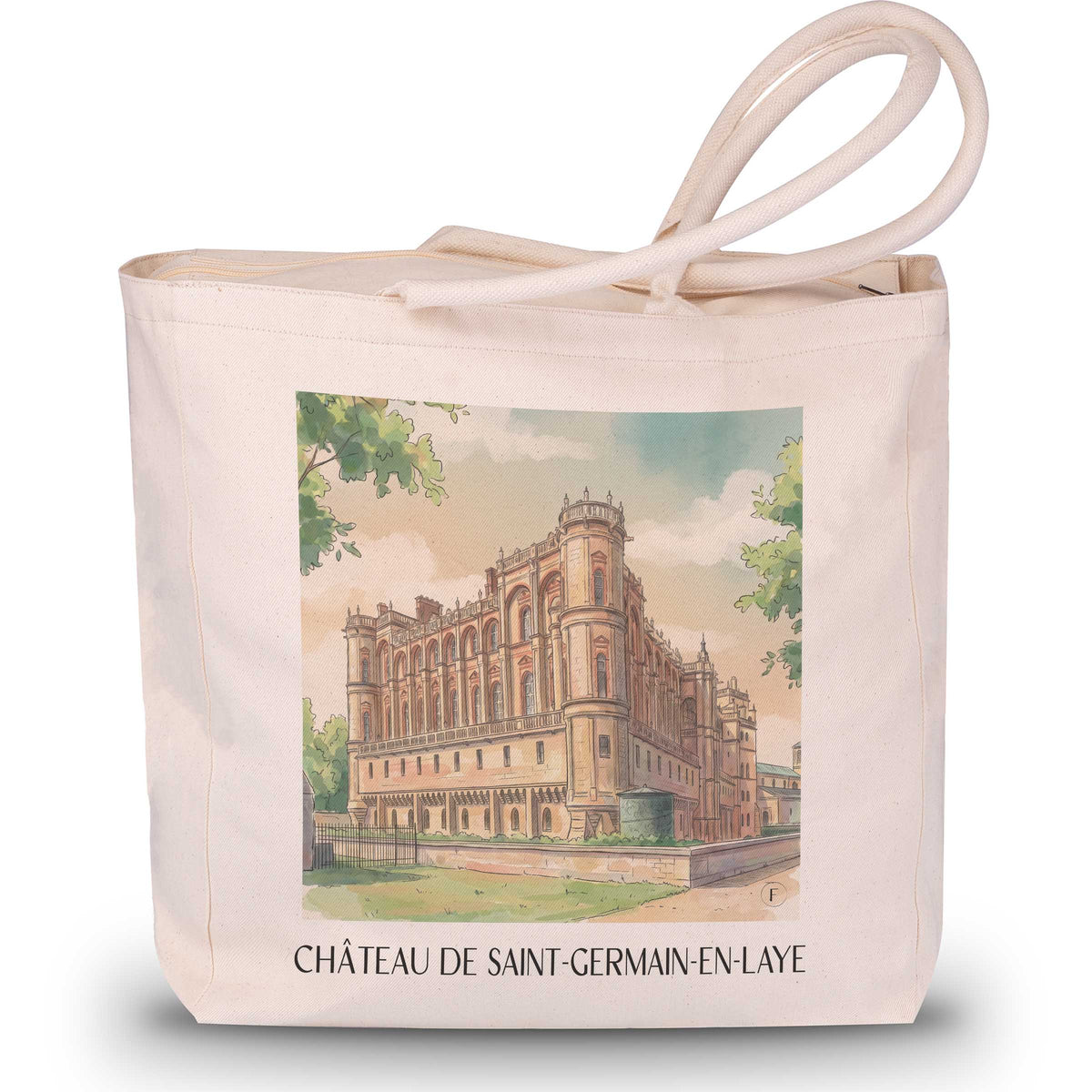 château-de-saint-germain-en-laye-yvelines-frankreich-einkaufstasche-aquarell