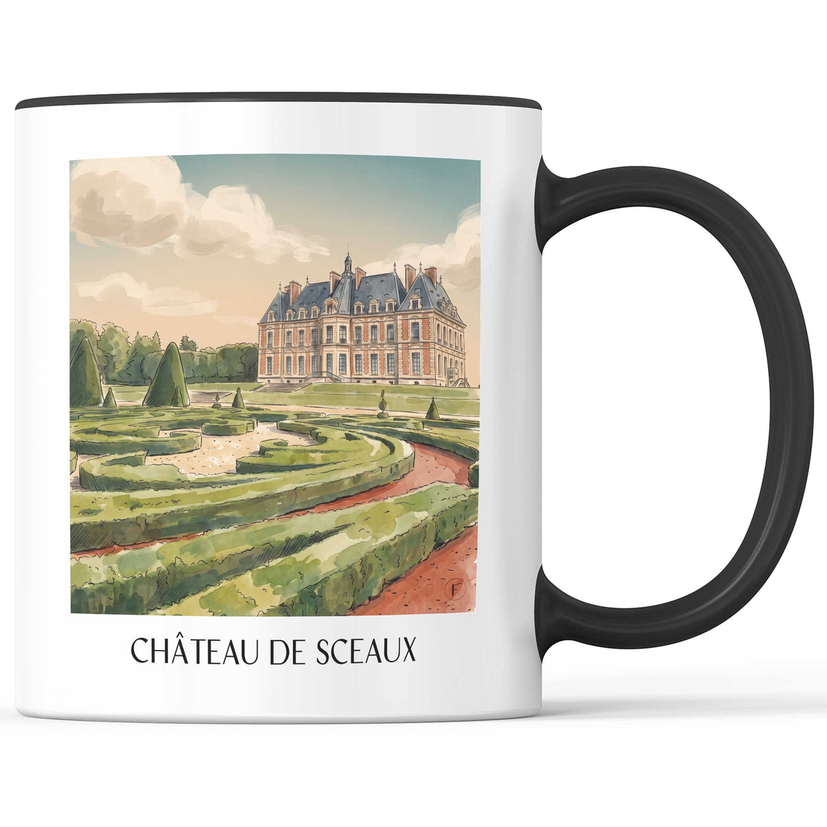 château-de-sceaux-île-de-france-frankreich-kaffeebecher-aquarell