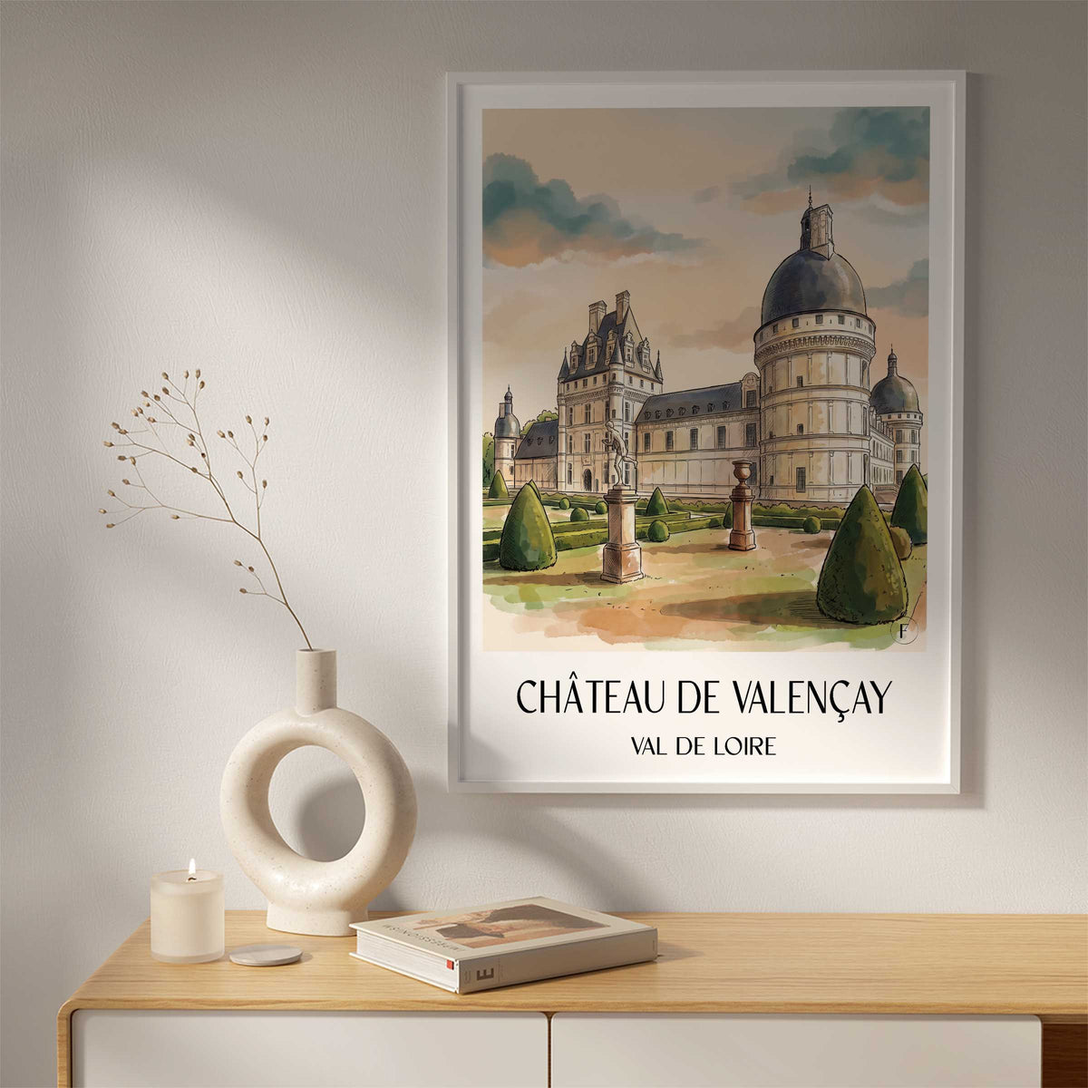 château-de-valençay-val-de-loire-frankreich-poster-aquarell