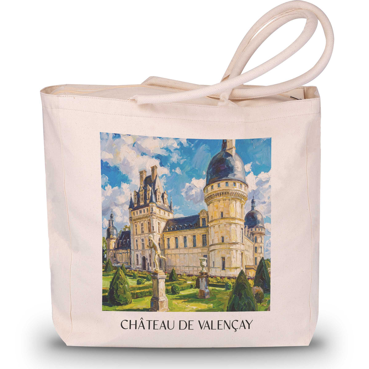 château-de-valençay-val-de-loire-frankreich-einkaufstasche-oil-painting-oelgemaelde