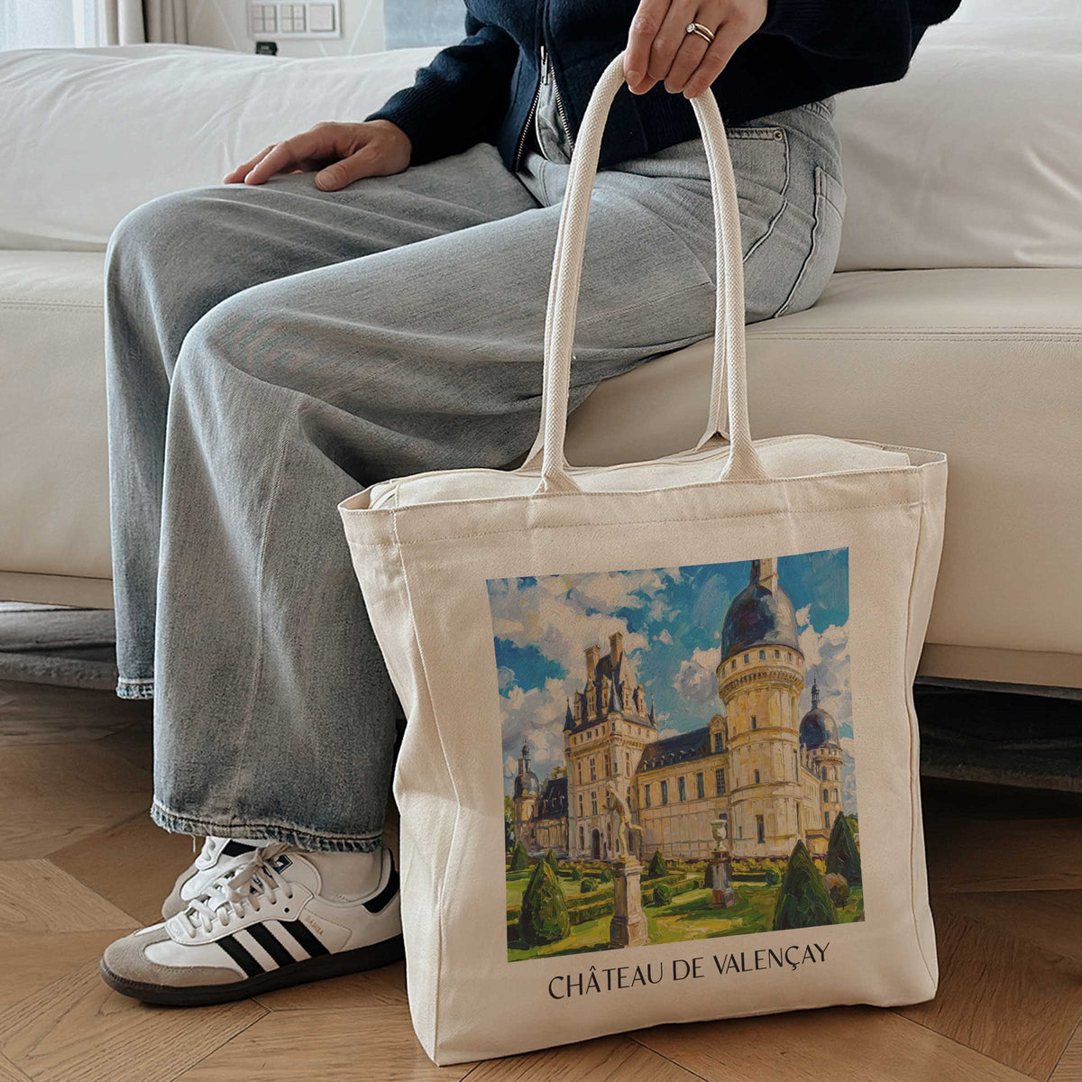 château-de-valençay-val-de-loire-frankreich-einkaufstasche-oil-painting-oelgemaelde