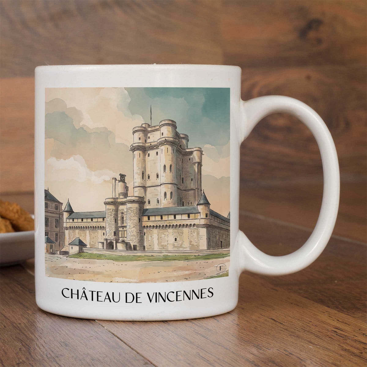 château-de-vincennes-île-de-france-frankreich-kaffeebecher-aquarell