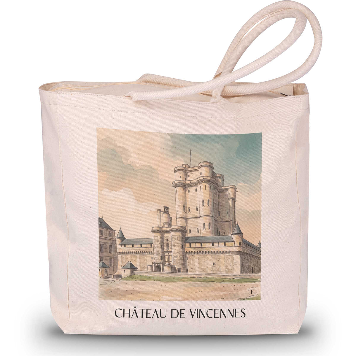 château-de-vincennes-île-de-france-frankreich-einkaufstasche-aquarell