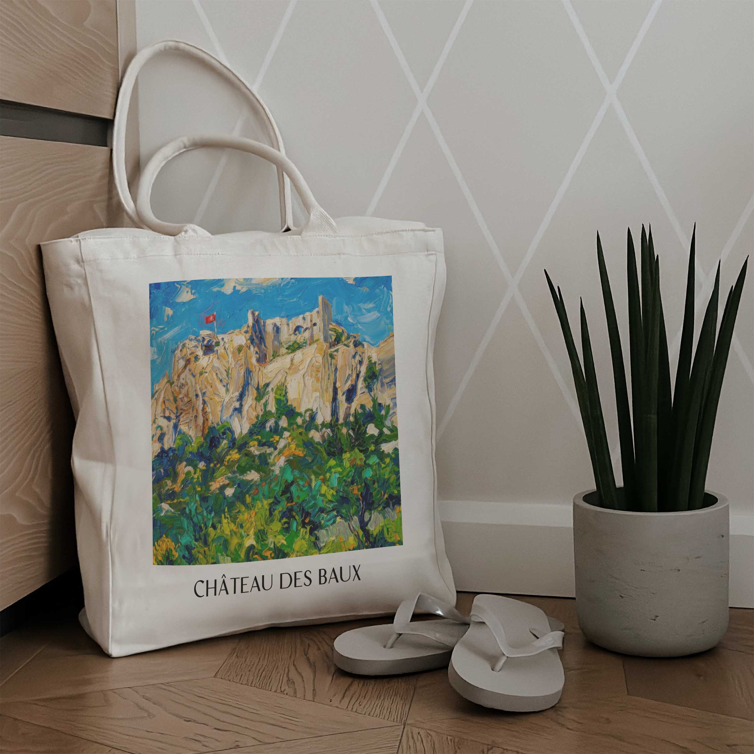château-des-baux-les-baux-de-provence-frankreich-einkaufstasche-oil-painting-oelgemaelde