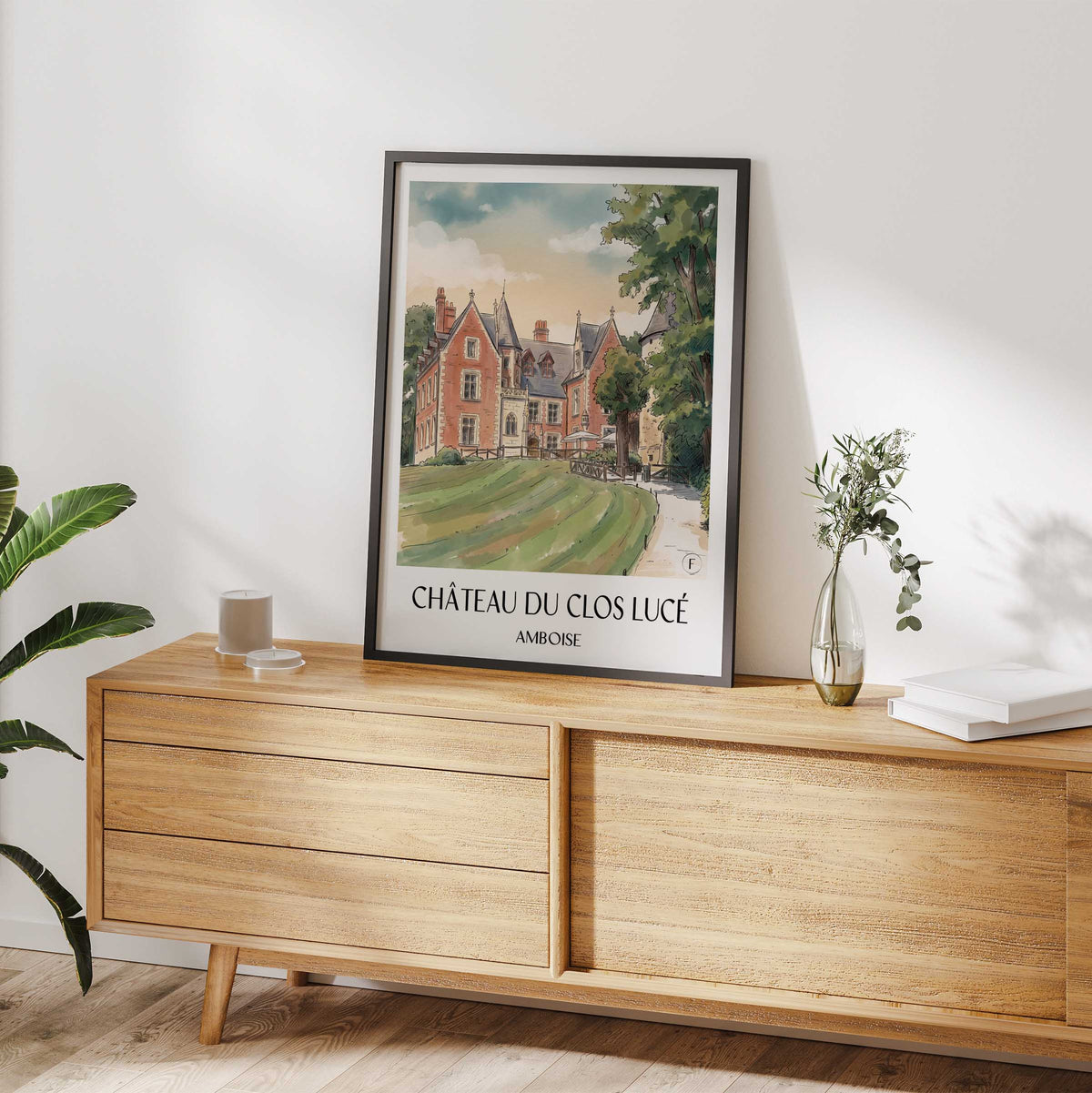 château-du-clos-lucé-amboise-frankreich-poster-aquarell