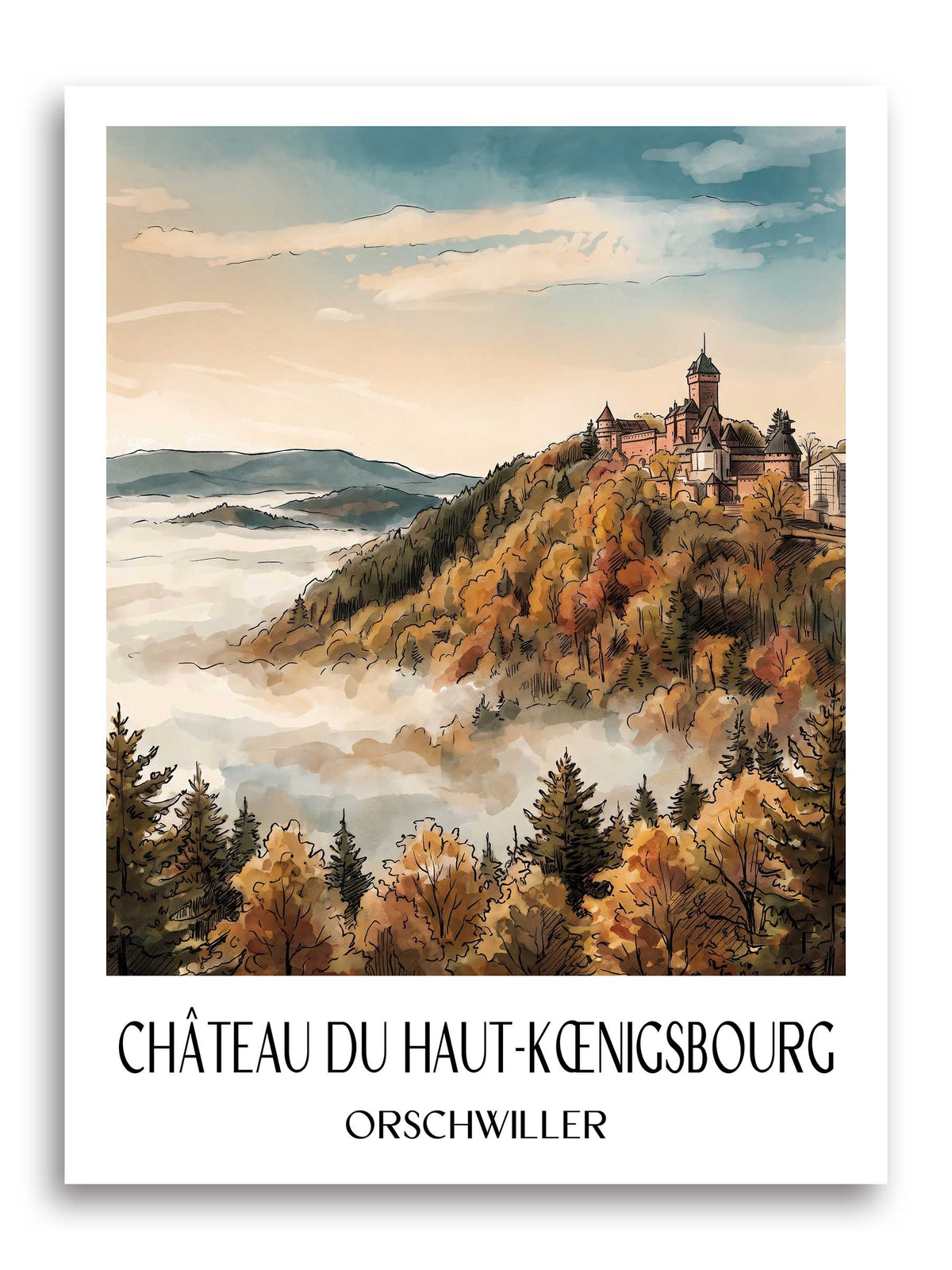 château-du-haut-kœnigsbourg-orschwiller-frankreich-poster-aquarell