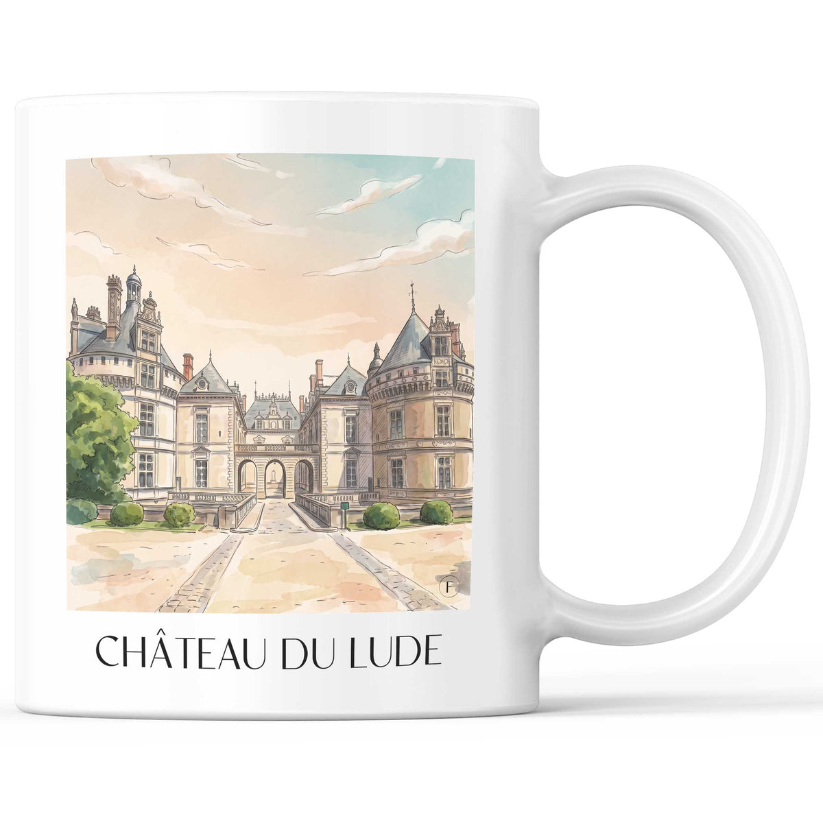 Château du Lude Kaffeebecher - Sarthe - Frankreich Becher - Kaffeetasse im Aquarell Stil