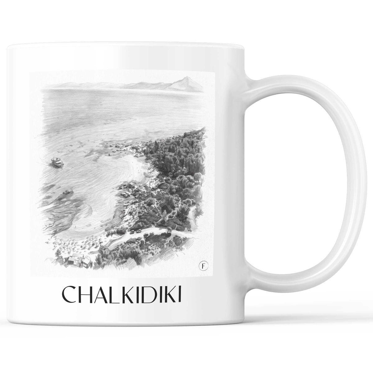 Chalkidiki - Griechenland Becher - Kaffeetasse im Zeichnung Stil - favplace