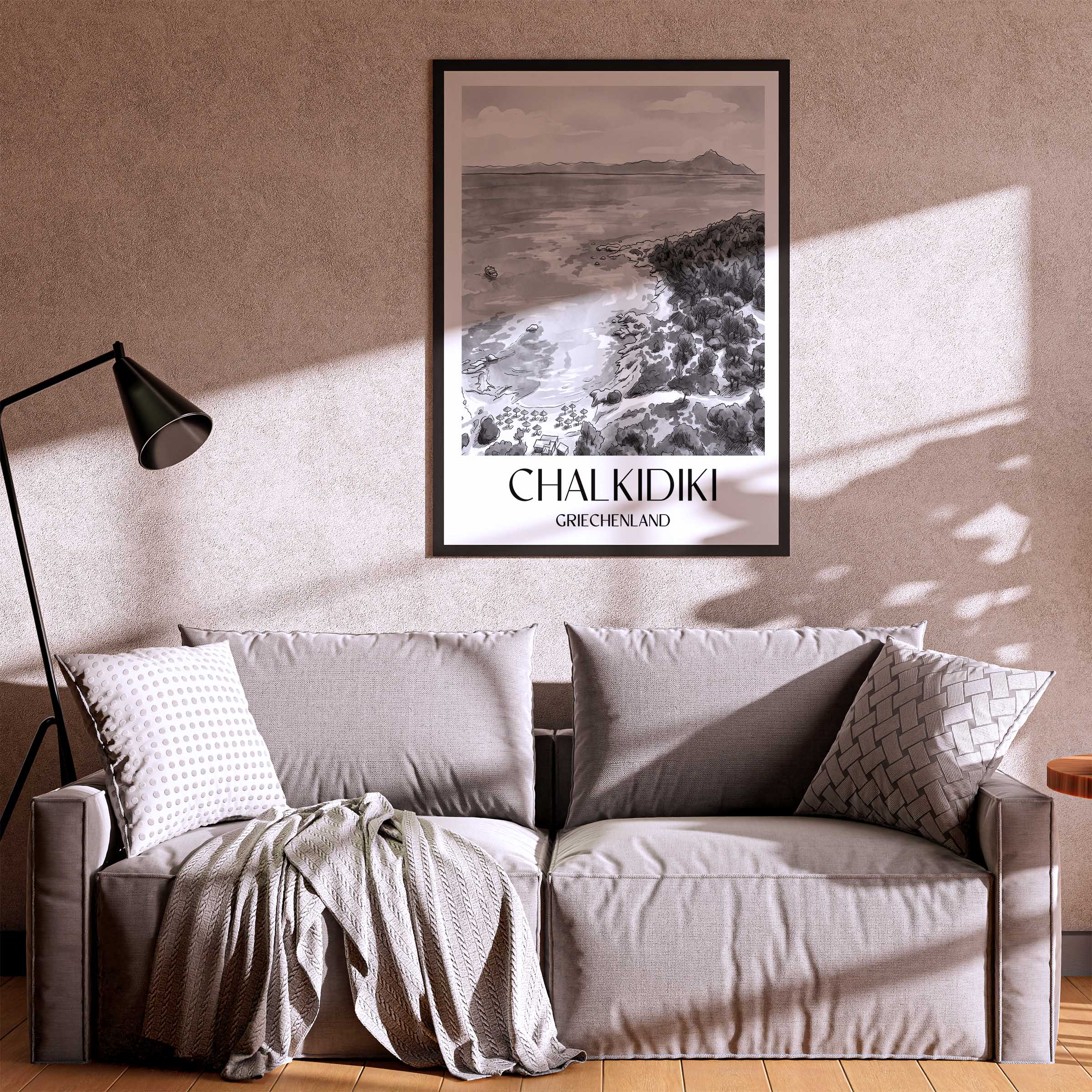 chalkidiki-griechenland-poster-aquarell-schwarz-weiss