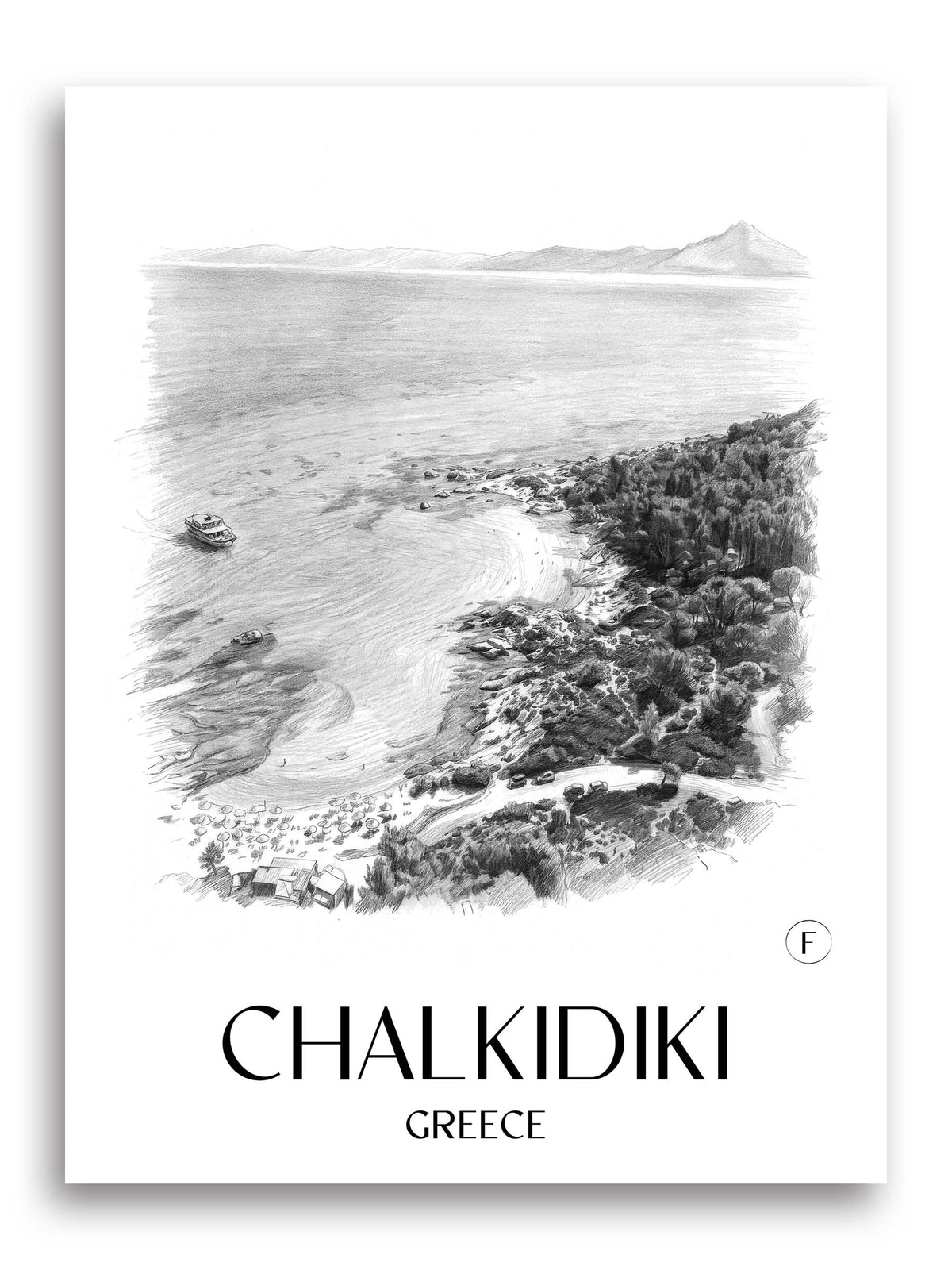 Chalkidiki Poster - - Griechenland Kunstdruck - Zeichnung von A4 bis A1 - favplace