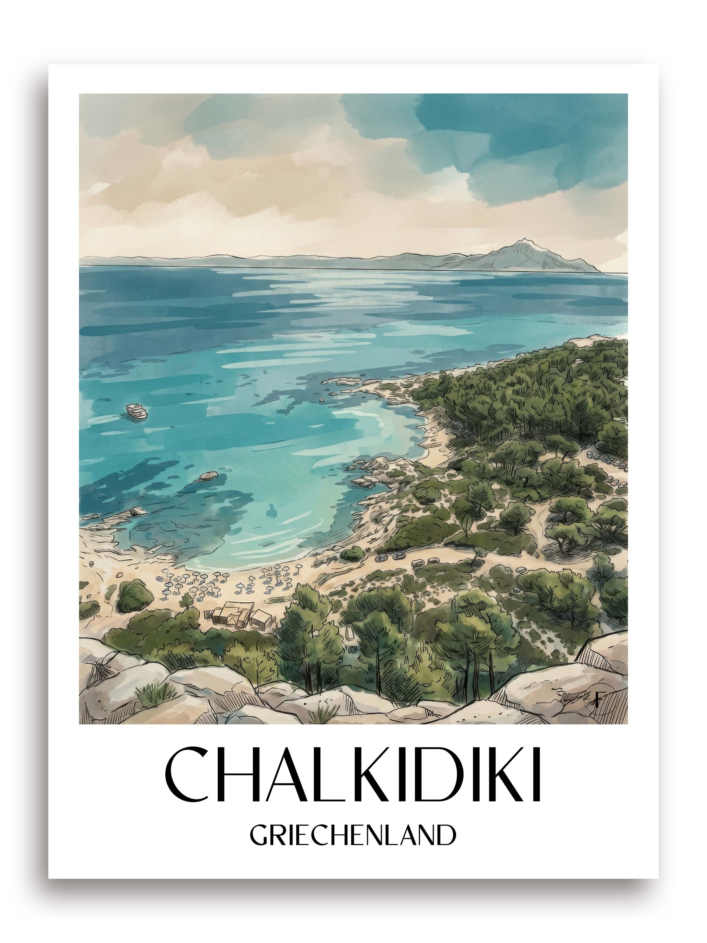 chalkidiki-griechenland-poster-aquarell