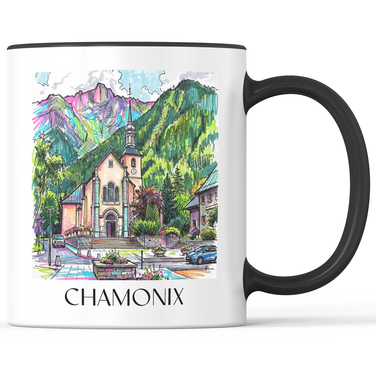 Chamonix - Frankreich Becher - Kaffeetasse im Tag Graffiti Stil - favplace