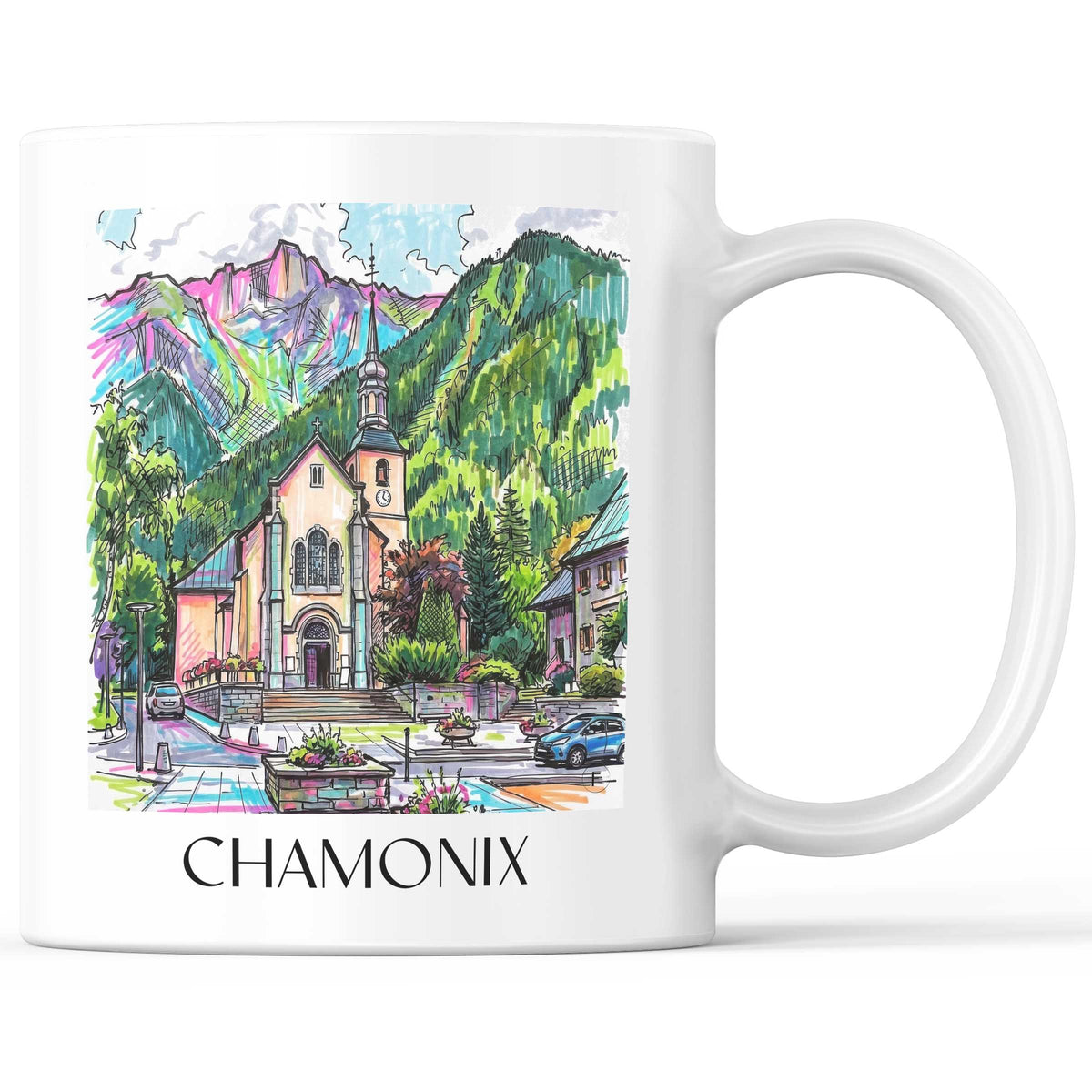 Chamonix - Frankreich Becher - Kaffeetasse im Tag Graffiti Stil - favplace