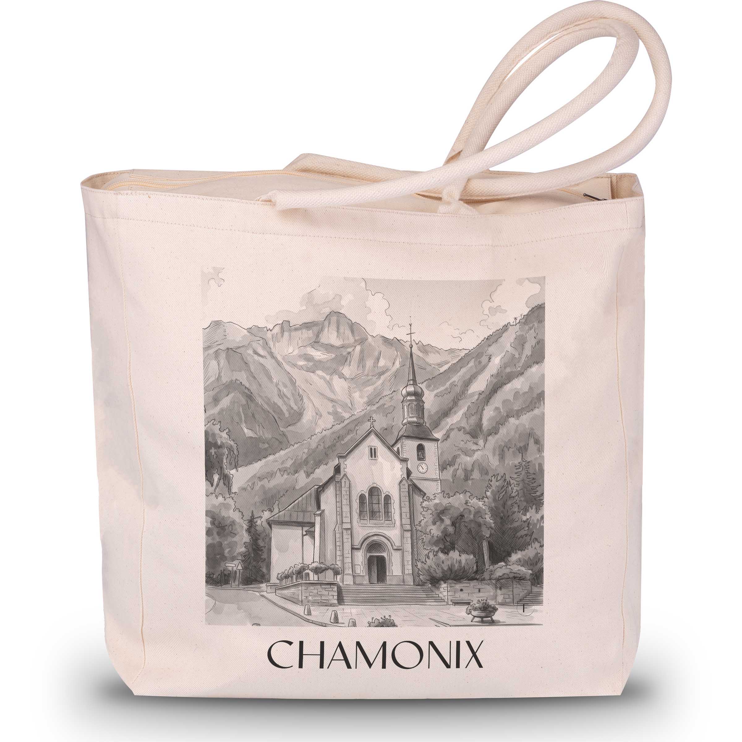 chamonix-frankreich-einkaufstasche-aquarell-schwarz-weiss