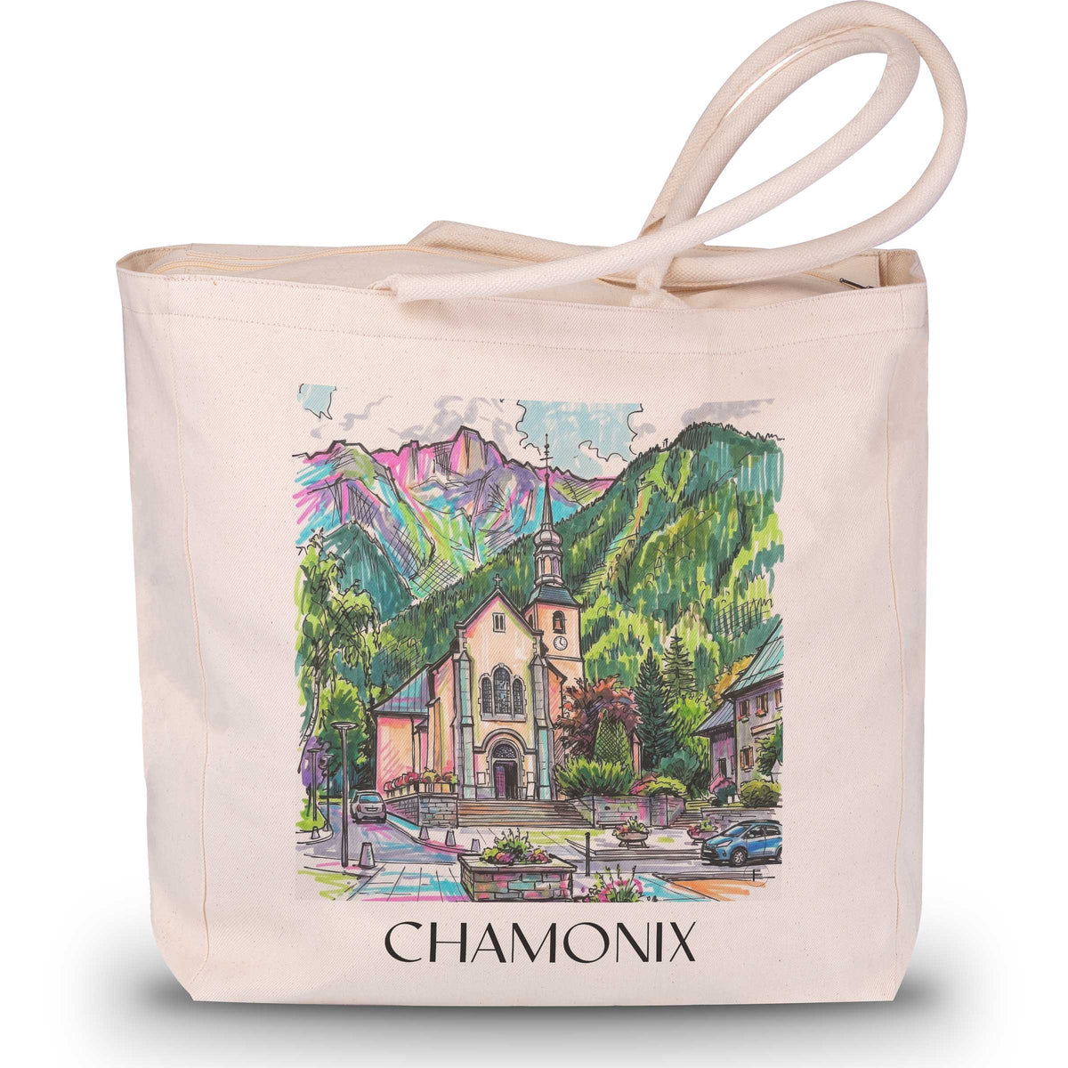 Chamonix - Frankreich Tote Bag - Einkaufstasche im Tag Graffiti Stil - favplace