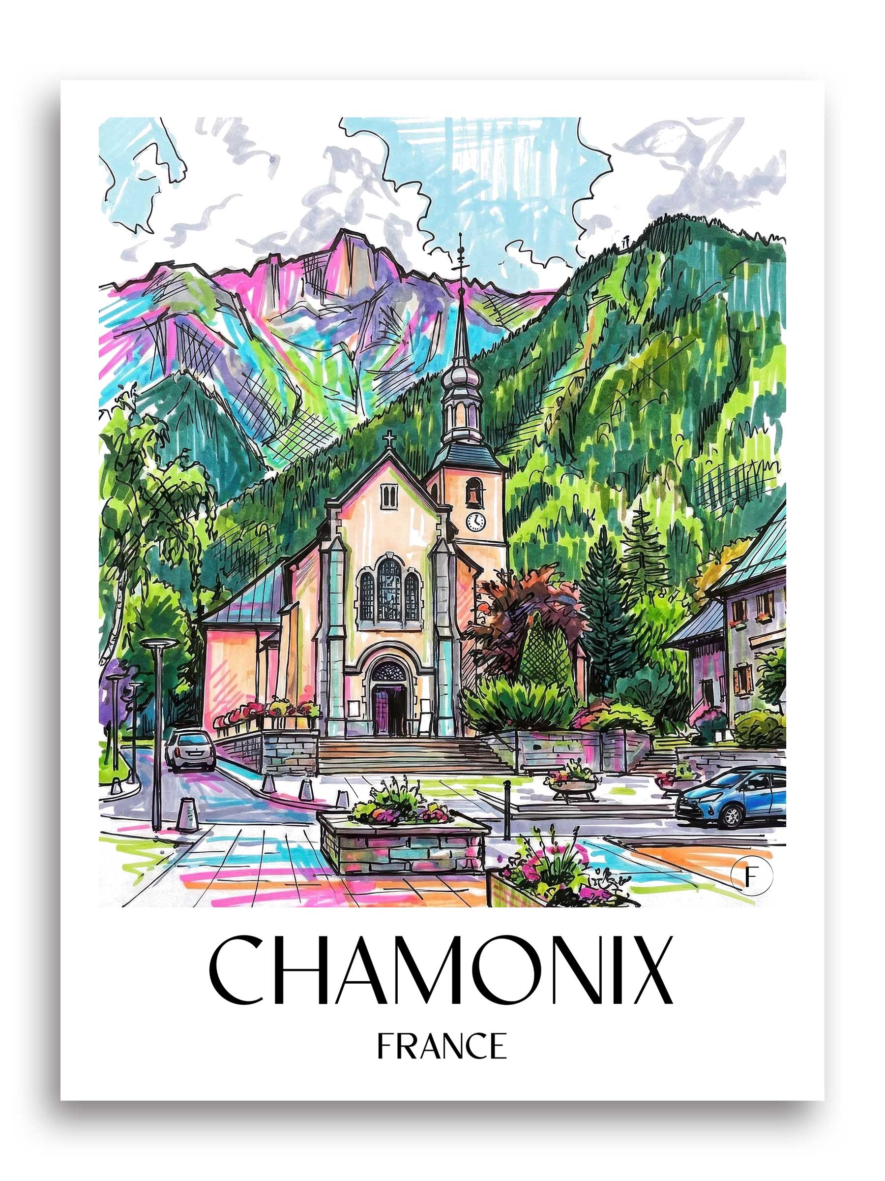 Chamonix Poster - - Frankreich Kunstdruck - Tag Graffiti von A4 bis A1 - favplace