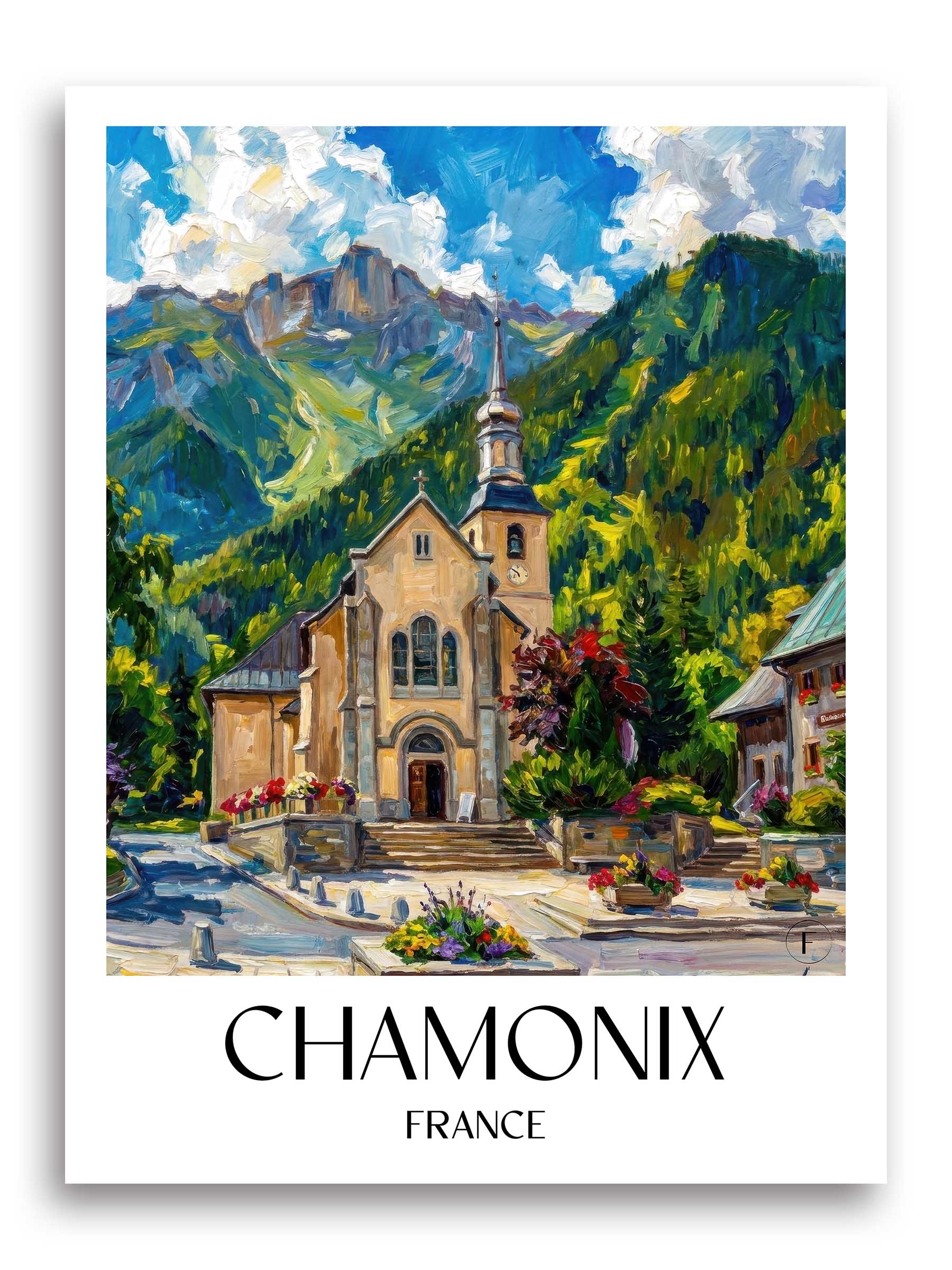 Chamonix Poster - - Frankreich Kunstdruck - Ölgemälde von A4 bis A1 - favplace