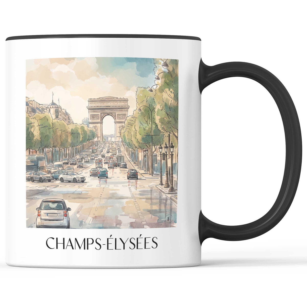 Champs-Élysées Kaffeebecher - Paris - Frankreich Becher - Kaffeetasse im Aquarell Stil