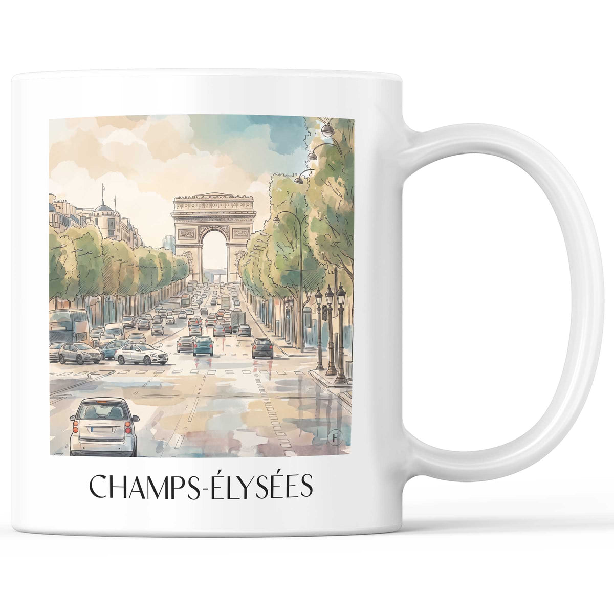 Champs-Élysées Kaffeebecher - Paris - Frankreich Becher - Kaffeetasse im Aquarell Stil